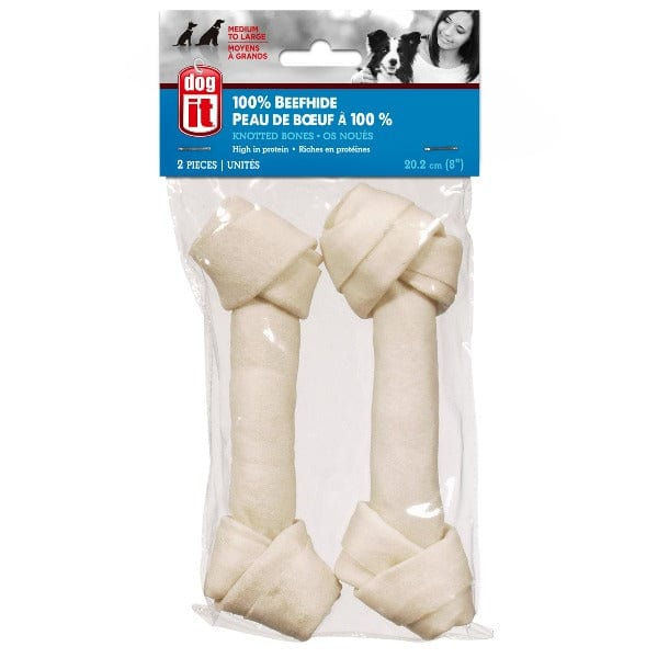 Premium Dogit White Beefhide Knotted Bones for Dogs - Natural Chew Treat for Dental Health & Anxiety Relief - Great for Aggressive Chewers & Teething Puppies - Perfect for Indoor & Outdoor Playtime