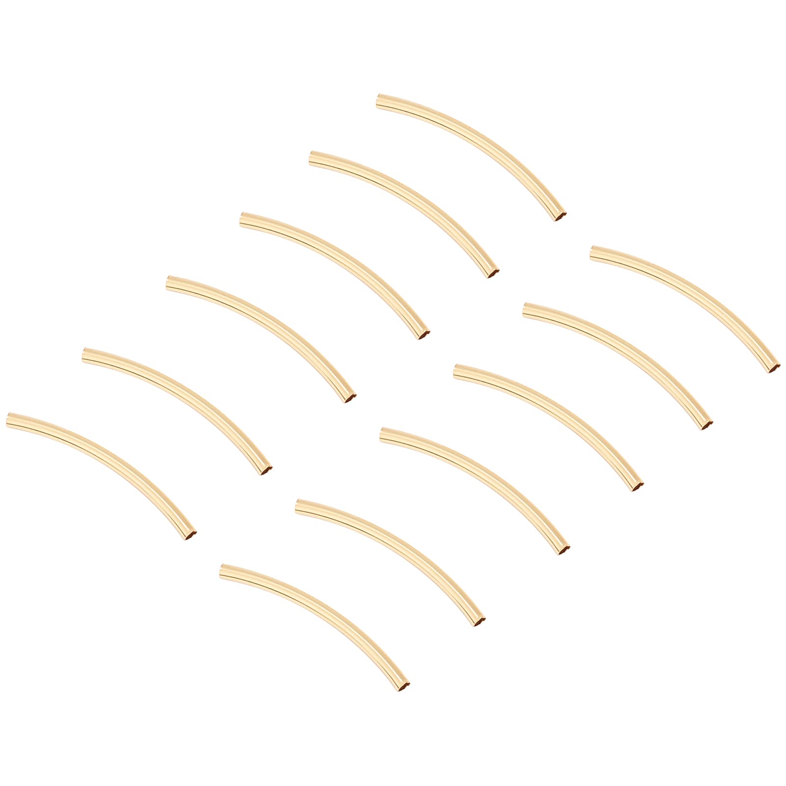 30pcs 14K Gold Plated Noodle Beads - 30mm Brass Tube Spacer Beads for DIY Jewelry Making, Memory Wire Necklaces & Bracelets - Perfect for Boho, Wedding & Handmade Jewelry Designs