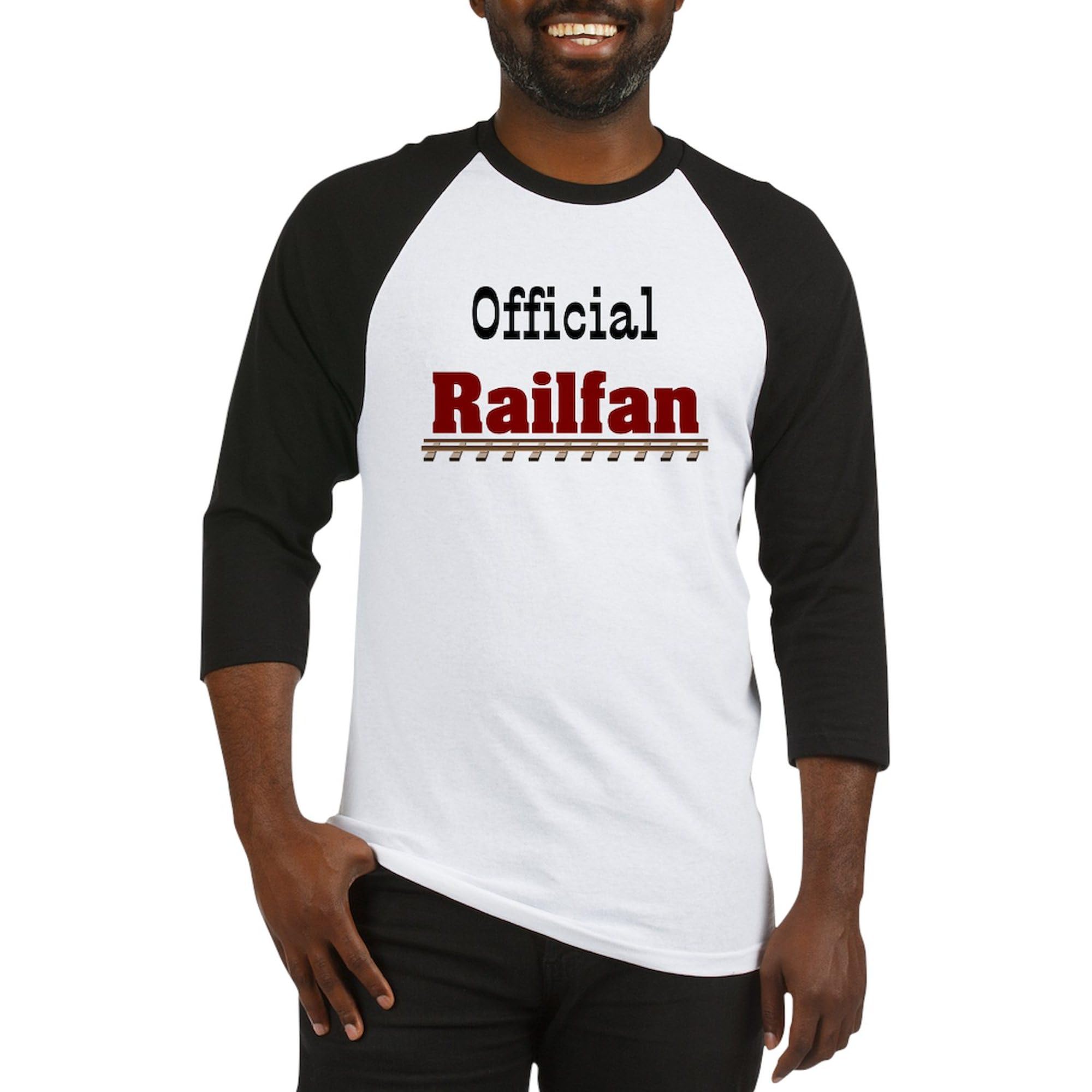 Railfan Baseball Jersey for Men - Official CafePress Cotton 3/4 Raglan Sleeve Shirt | Comfortable & Durable Baseball Tee for Train Enthusiasts, Railfans & Sports Fans | Perfect for Game Days, Train Spotting & Casual Wear