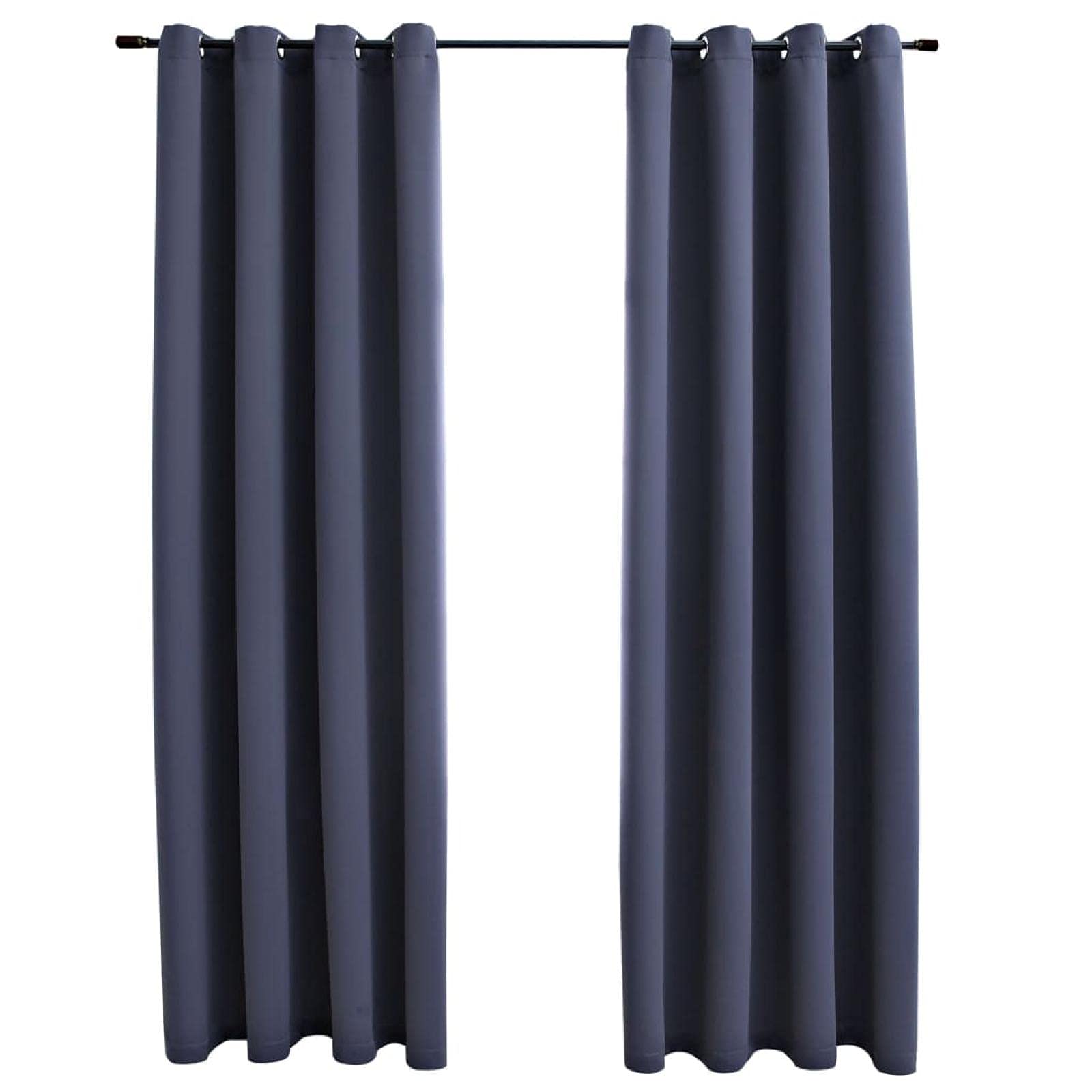LEADZM Blackout Curtains with Rings - 2 Panels Anthracite Grey 54x95 Inches - Thermal Insulated Room Darkening Drapes for Bedroom & Living Room