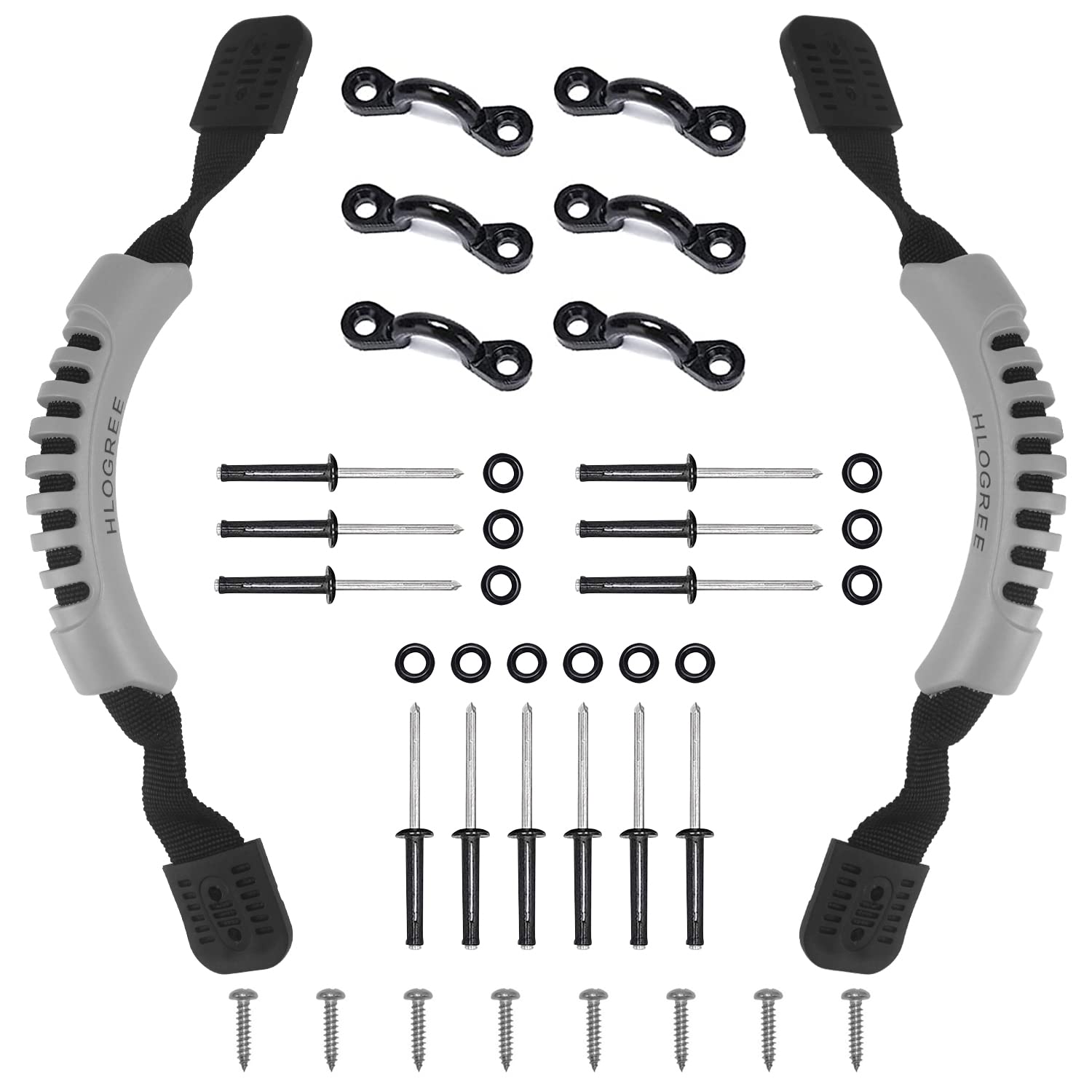HLOGREE Kayak Handles 2/4 Pack - Heavy Duty Kayak Carry Handles with Stainless Steel Rivets - Replacement Kayak Handles for Emotion, Pelican, Hobie, Lifetime, Sit-on-Top, Ocean & Wilderness Kayaks - Perfect for Easy Transport & Storage of Fishing & Recreational Kayaks
