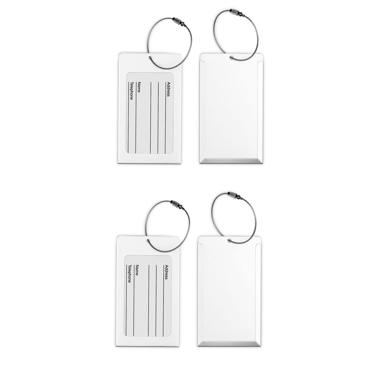 2 Pack Durable Aluminum Luggage Tags - Personalized Travel ID Name & Address Labels for Suitcases, Bags & Backpacks | Perfect for Airports, Cruises & Business Trips