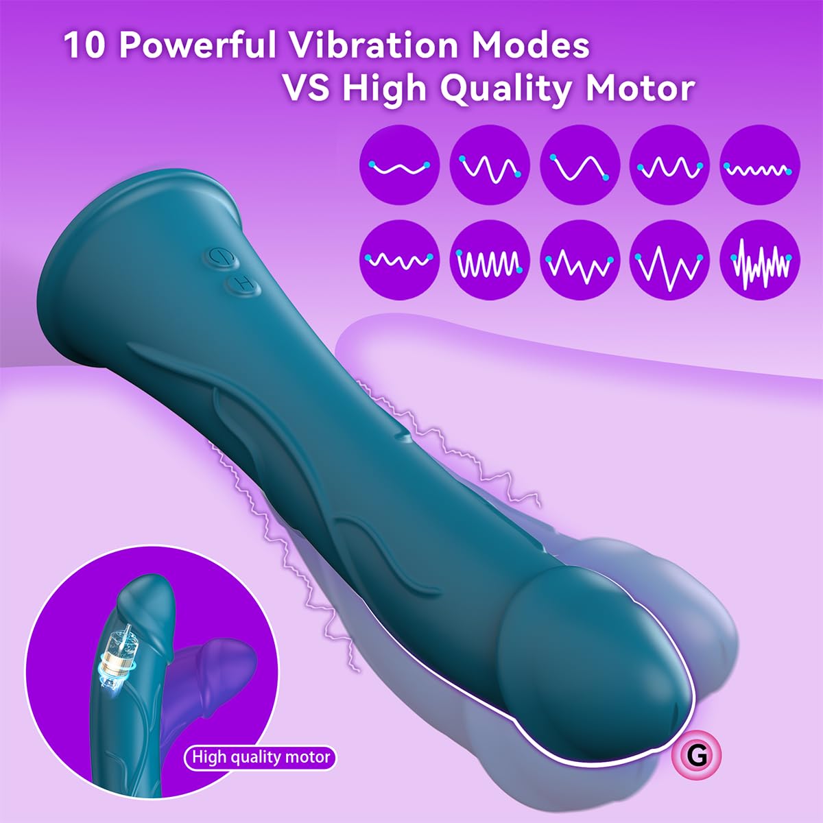 10-Speed Vibrating Dildo with Suction & Thrusting - Silicone Adult Toy for Women & Couples - Perfect for Solo & Partner Play