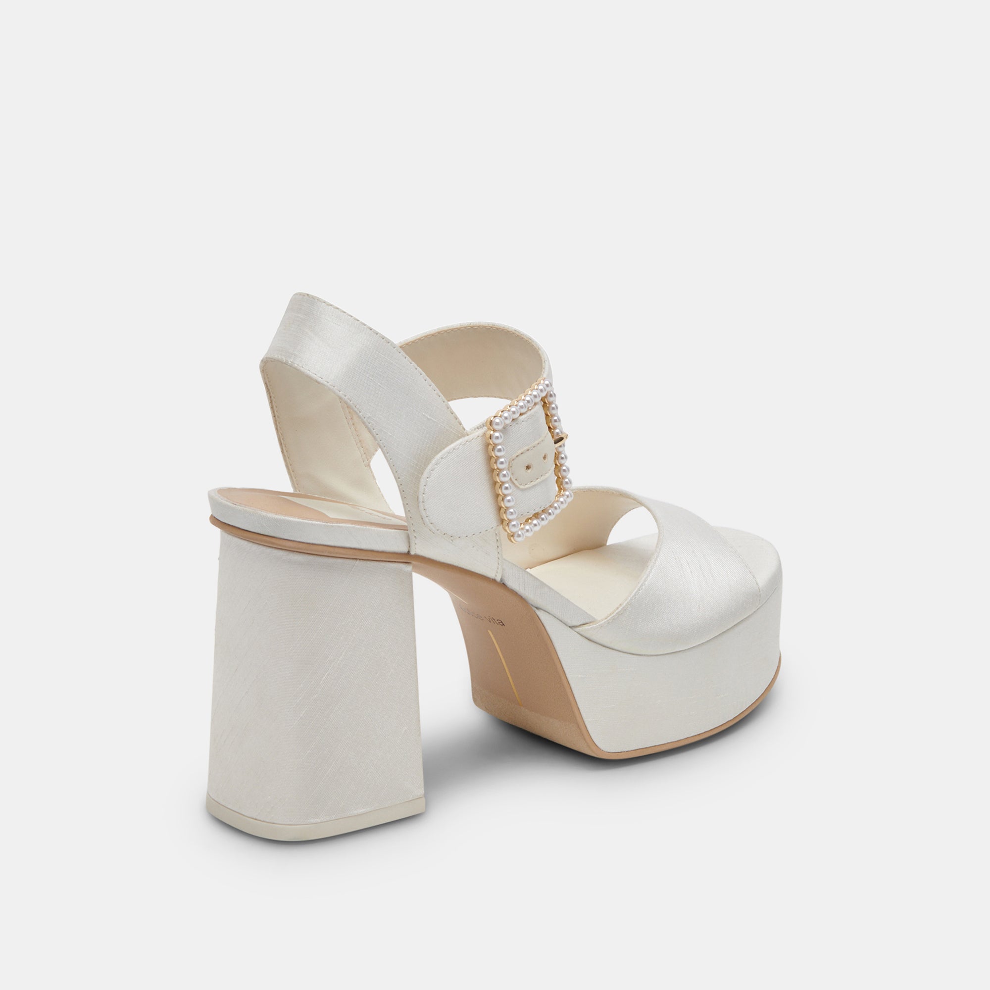 BOBBY Women's White Pearl Embellished High Heels - Elegant Wedding, Party & Evening Dress Shoes for Special Occasions