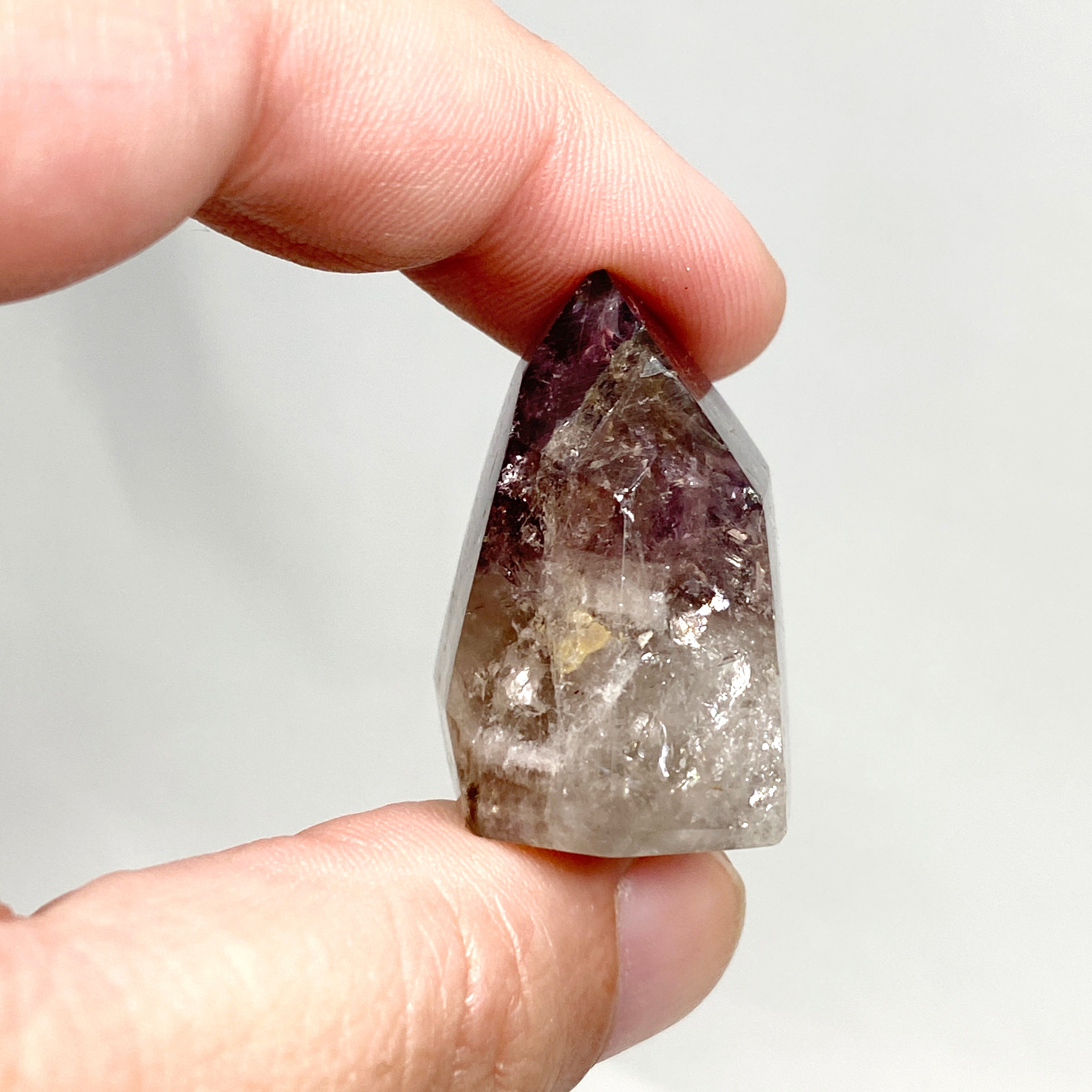 Natural Smokey Amethyst & Clear Quartz Crystal Point - Healing Stones for Meditation, Reiki, and Home Decor (CR3450)