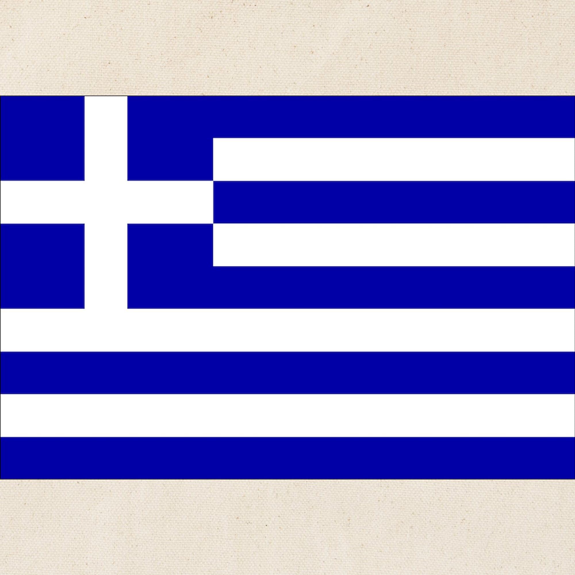 Greece Flag Tote Bag - Natural Canvas Reusable Shopping Bag with Sturdy Handles | Perfect for Groceries, Beach Trips & Patriotic Events