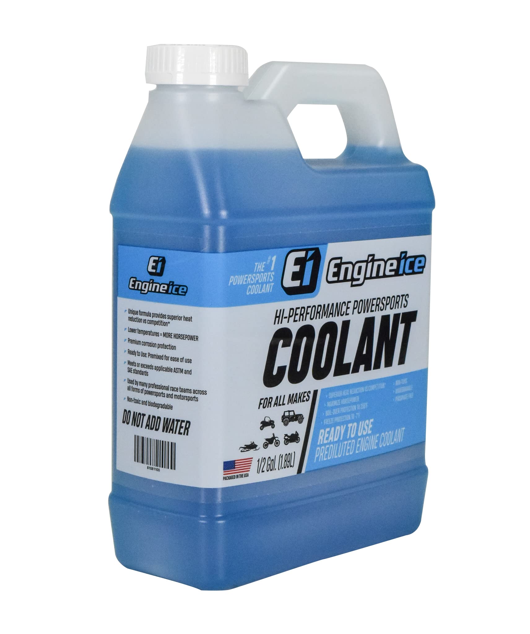 Engine Ice High-Performance Coolant - 1/2 Gallon (64 oz) for Motorcycles, ATVs & Powersports - Extreme Heat Protection & Corrosion Prevention - Ideal for Racing, Off-Road & Summer Riding