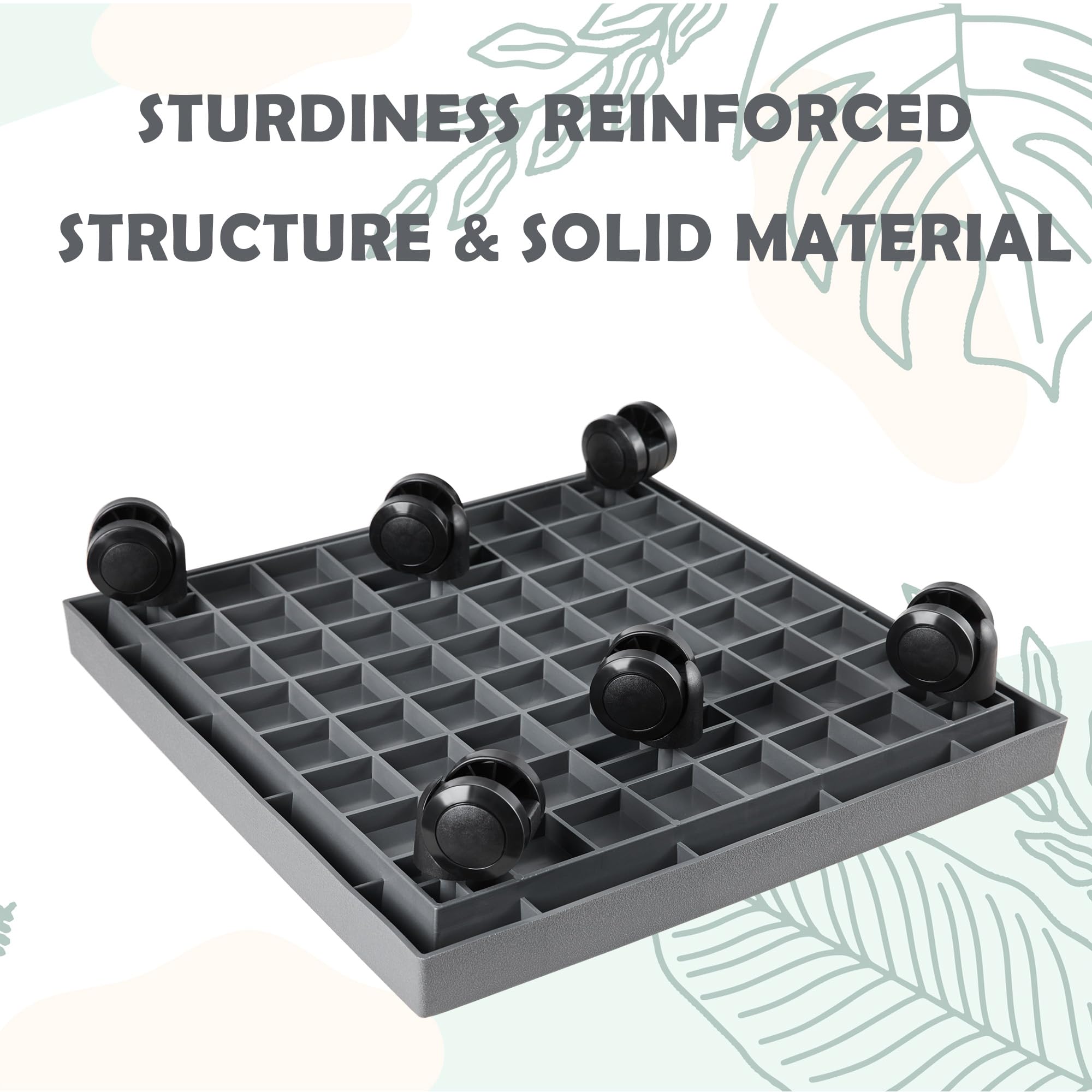 13 Inch Square Rolling Plant Caddy with Wheels - Heavy Duty Wheeled Planter Stand for Potted Plants - Coaster Roller Base Tray with Casters - Indoor Outdoor Flower Pot Dolly Holder - Perfect for Moving Plants on Patios, Decks & Gardens