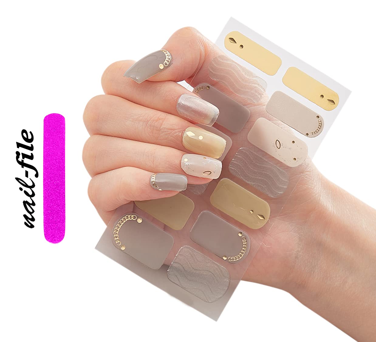 3D Nail Stickers for Women & Girls - Waterproof Glitter Luxury Nail Art Extensions, Self-Adhesive Peel Off DIY Fake Nails (14 Pieces) - Perfect for Parties, Weddings, and Special Occasions