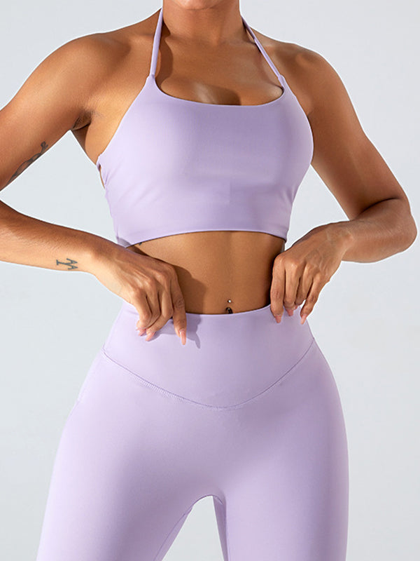 ZASUWA Women's Solid Color Backless Cross Back Sports Bras - Workout, Yoga, Running & Gym Activewear