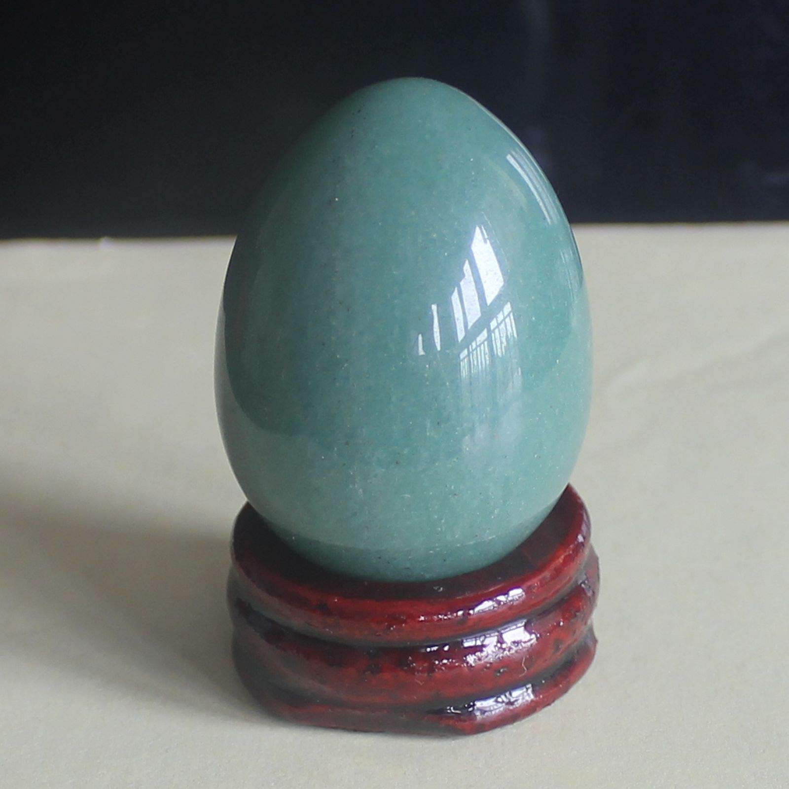 40x30mm Mixed Gemstone Rose Quartz Egg with Wood Stand - Natural Chakra Stone for Reiki Healing, Meditation & Home Decor (Green Aventurine) - Perfect for Yoga Rooms, Spiritual Gifts & Positive Energy Spaces