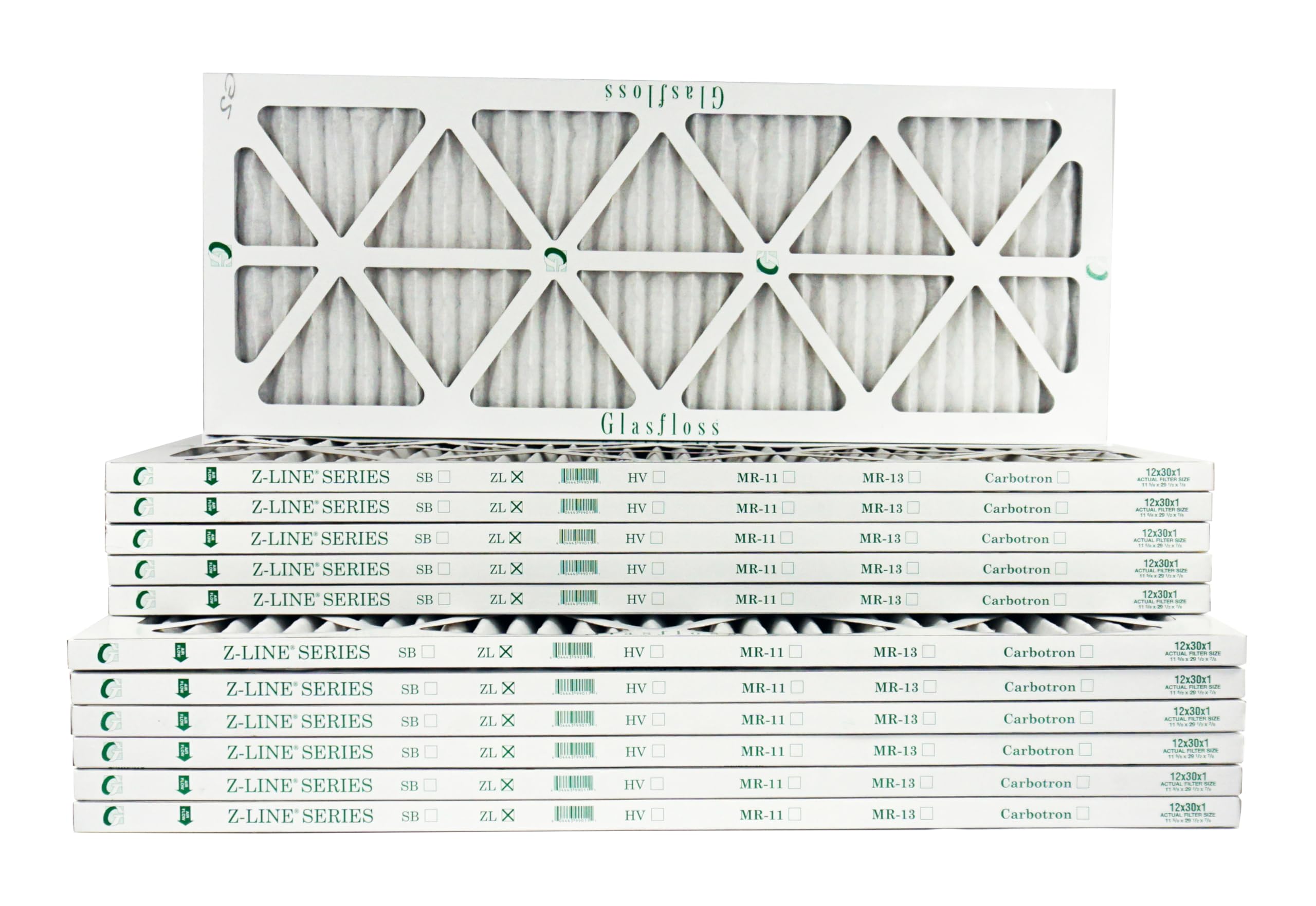 Glasfloss 12x30x1 MERV 10 Pleated Air Filter - Pack of 12 - Furnace & AC Air Filter - Made in USA - Perfect for Home HVAC Systems & Air Purifiers