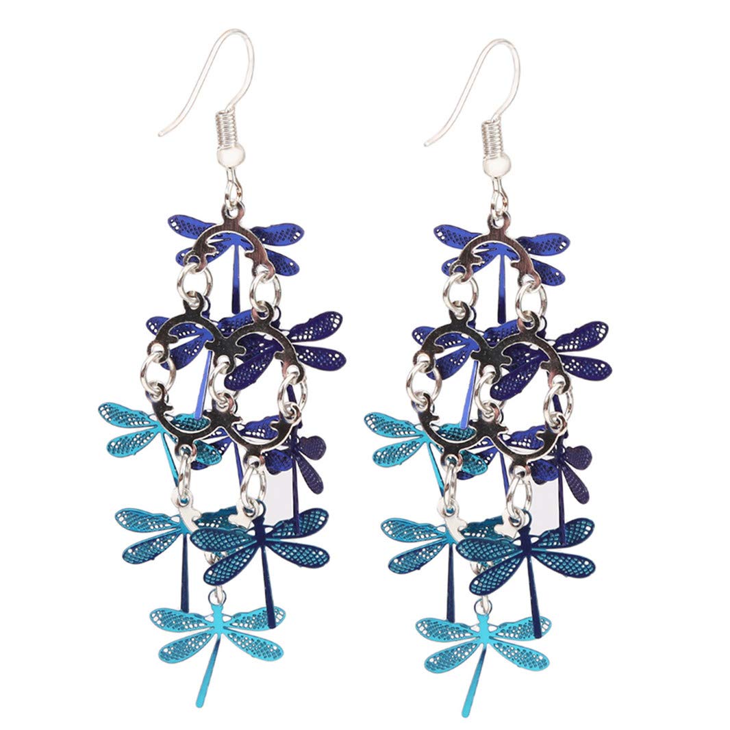 Underleaf Women's Dragonfly Hollow Tassel Dangle Hook Earrings - Fashion Bohemian Jewelry for Christmas Gifts, Party & Wedding Accessories