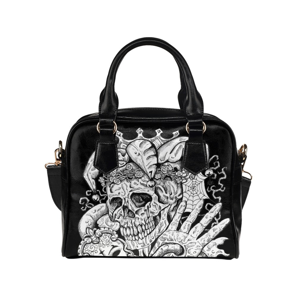 Gothic Jester Skull Shoulder Bag - Punk Rock Crossbody Purse for Women - Perfect for Halloween, Cosplay & Alternative Fashion Outfits