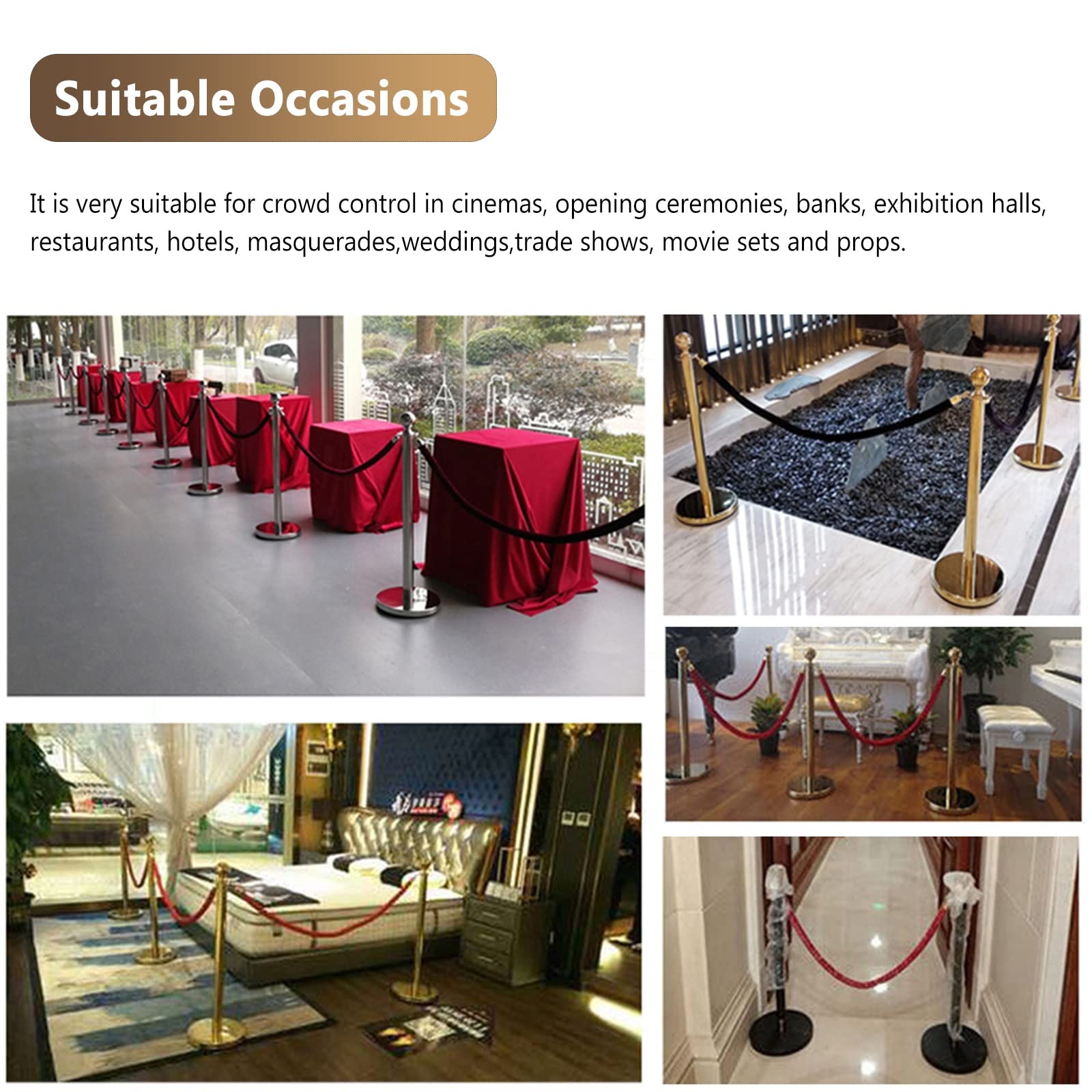 Premium 1.3 Inch Braided Hemp Rope - Heavy Duty Woven Queue Barrier Cord for Crowd Control, Event Dividers & Grand Openings - Dark Gray 9ft/2.74m - Perfect for Weddings, Concerts, Retail Stores & Outdoor Parties