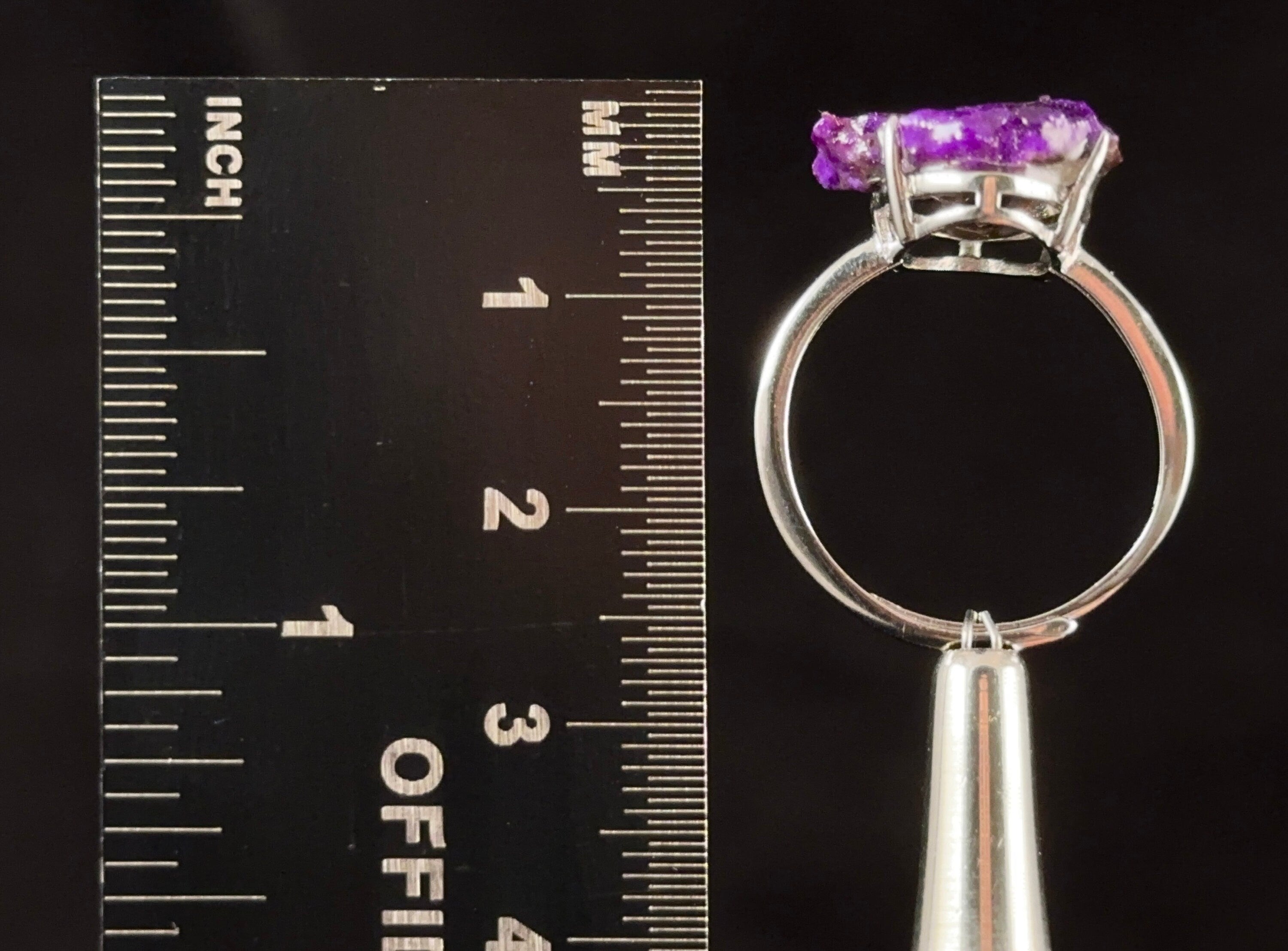 Raw AA SUGILITE Crystal Ring - Adjustable Sterling Silver Bohemian Jewelry for Women | Healing Crystal Ring for Meditation, Energy Work & Boho Fashion