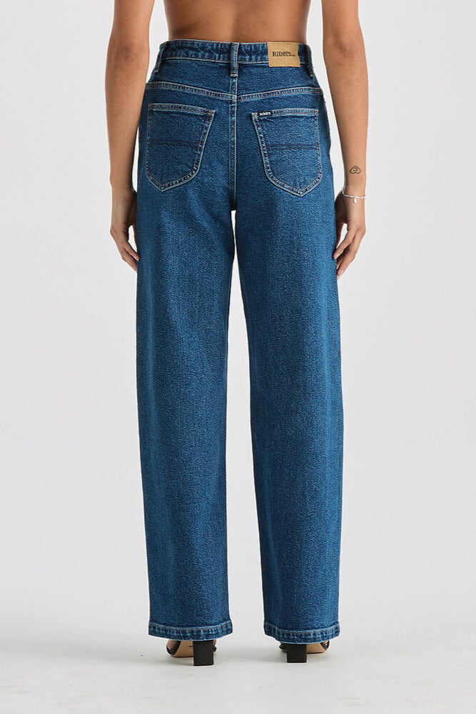 Hi Wide Afterglow Blue Denim Jeans for Women - High Waisted Stretch Skinny Jeans - Perfect for Casual Wear, Night Out & Street Style Fashion
