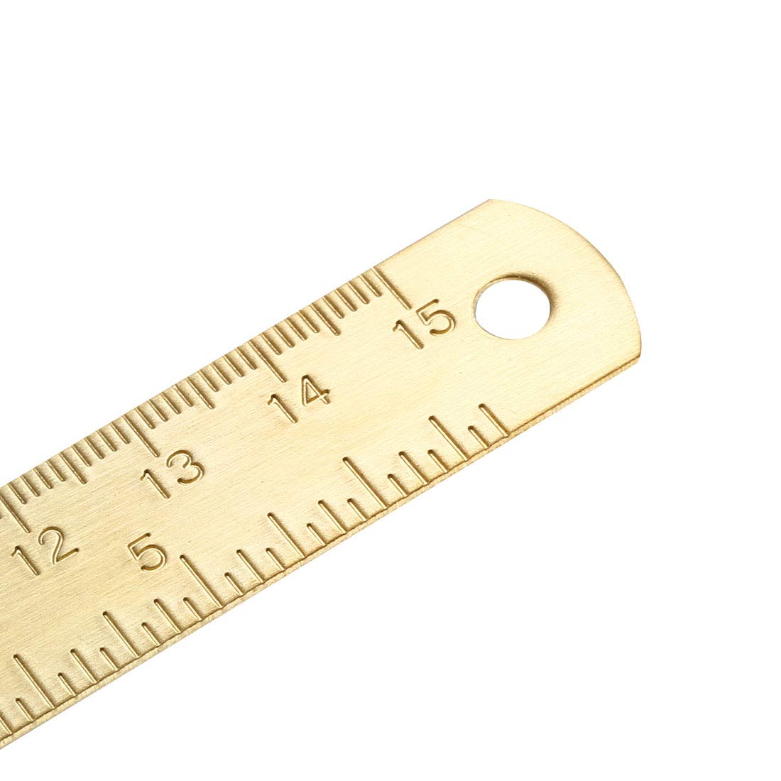 uxcell 6 Inch Brass Straight Ruler - 150mm Precision Measuring Tool with Hanging Hole (2 Pack) - Perfect for School, Office, Engineering & DIY Projects