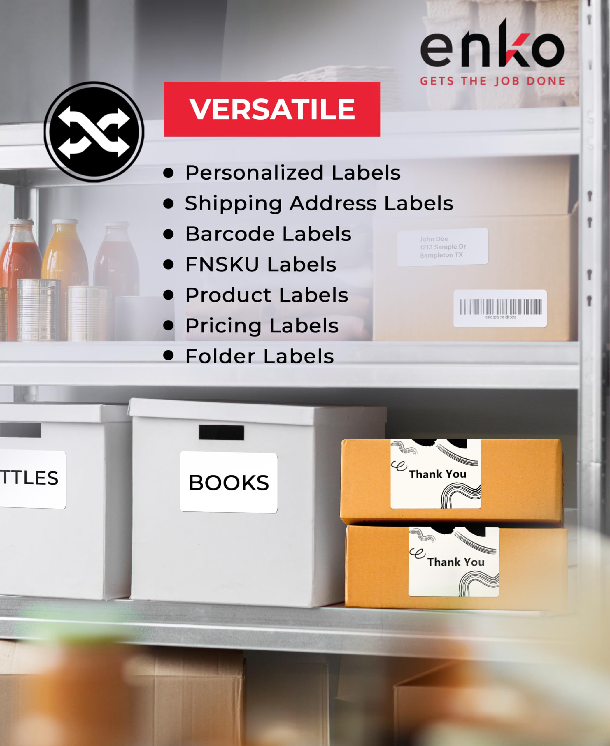enKo - 48 Rolls Continuous Paper Labels (2.4 Inch x 100 Feet) Compatible with Brother QL-570, QL-580N, QL-650TD, QL-700, QL-710W, QL-720NW Label Printers - Includes 16 Refillable Cartridge Frames - Perfect for Shipping Labels, Inventory Management & Office Organization
