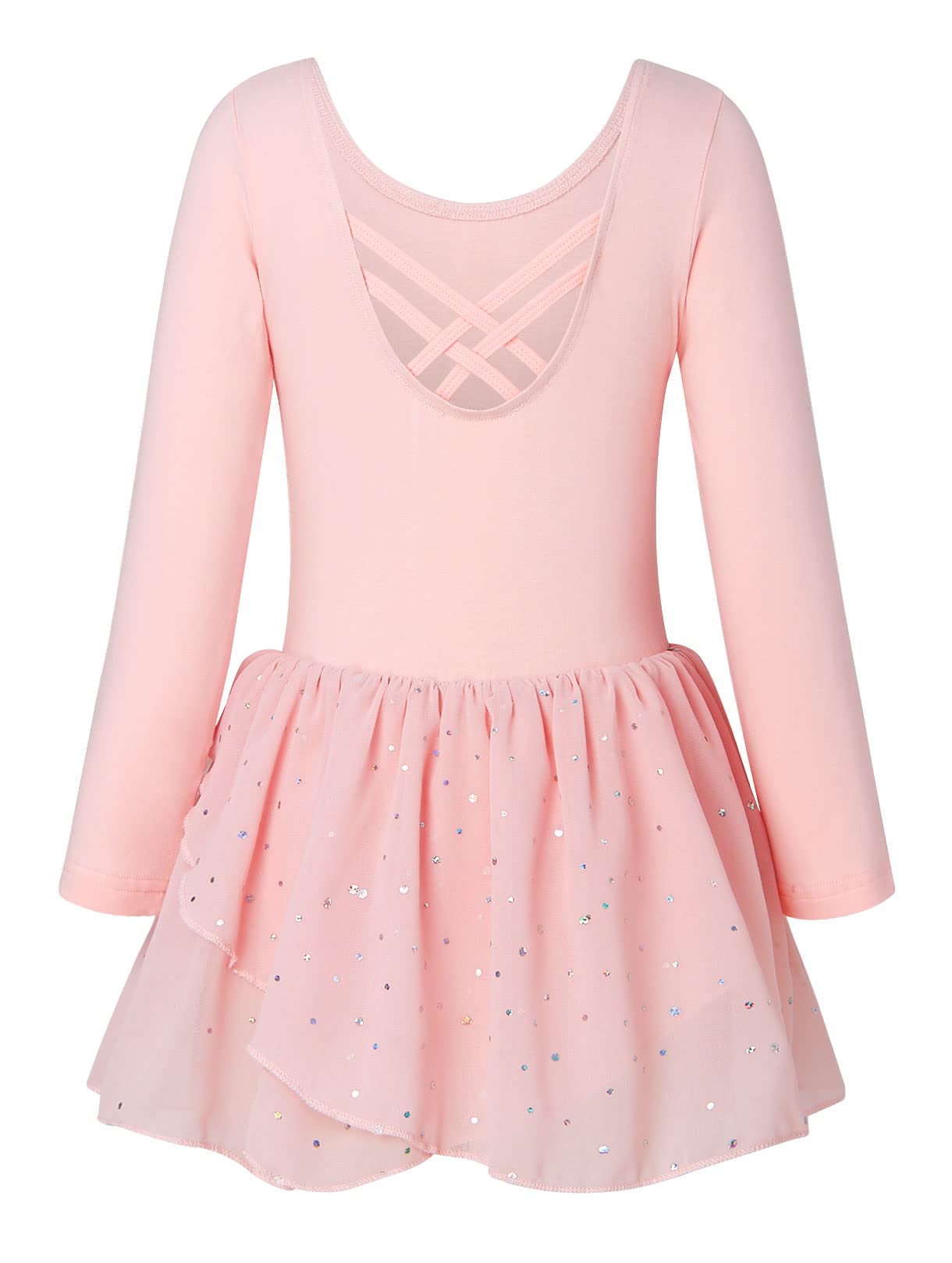 Girls Ballet Leotard with Ruffle Sleeves & Tutu Dress - Long Sleeve Dance Outfit for Ages 3-9 - Perfect for Ballet Class, Recitals & Dance Performances