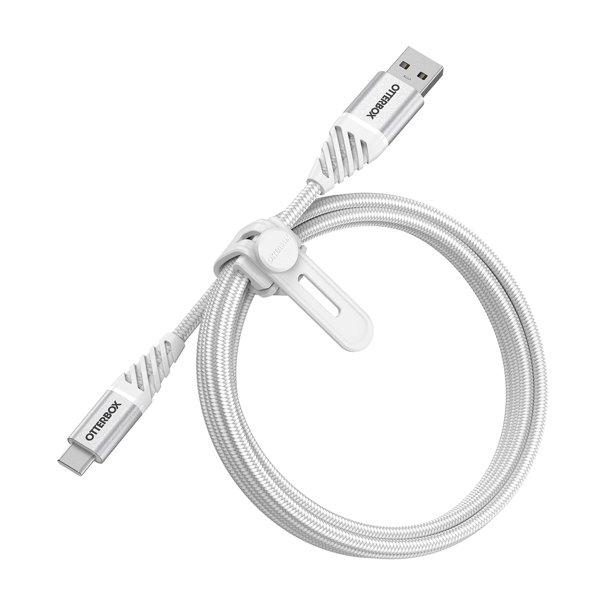 OtterBox Premium USB-A to USB-C Cable 1M (3.3ft) Fast Charging & Data Sync - Durable Nylon Braided Cord for iPhone, Android, iPad - Perfect for Home, Office & Travel - Cloud White