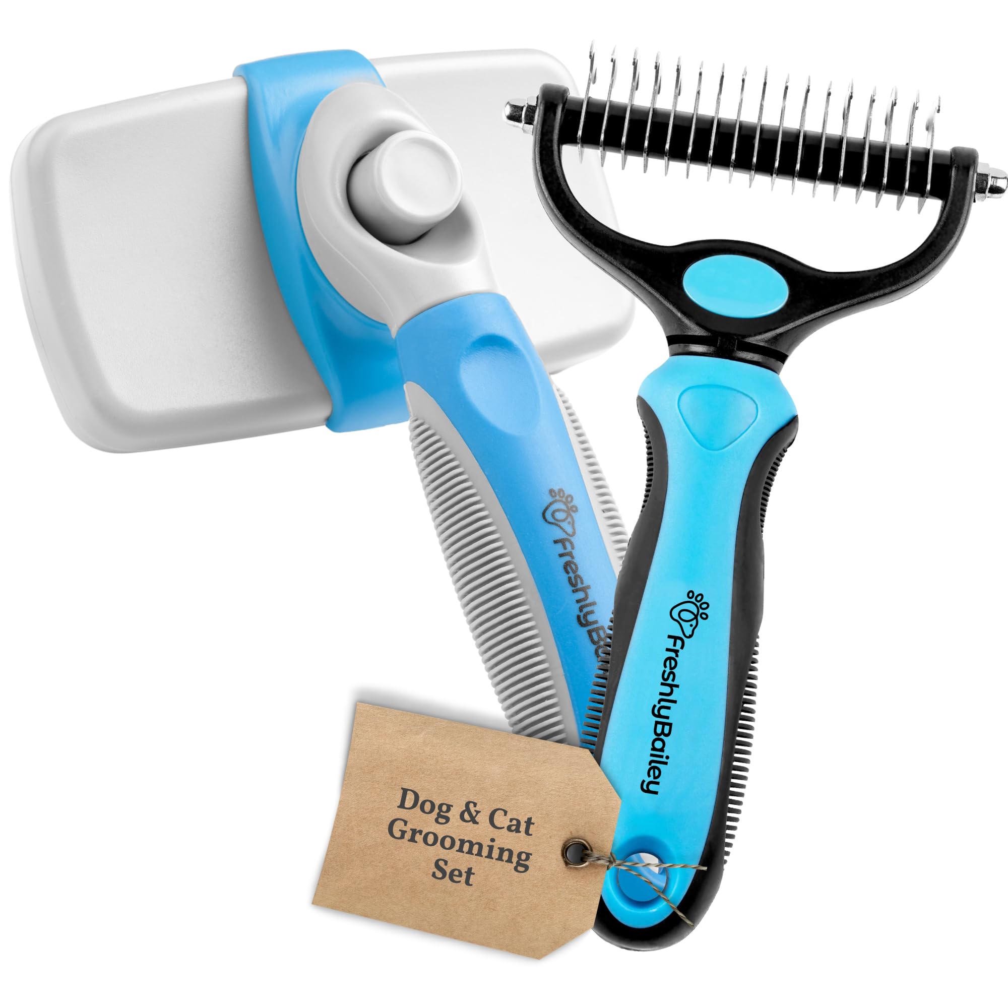 Dematting Tool & Self-Cleaning Slicker Brush for Dogs and Cats - Professional Pet Grooming Kit for Matted Fur Removal & Coat Care - Perfect for Home Grooming, Shedding Control & Daily Brushing