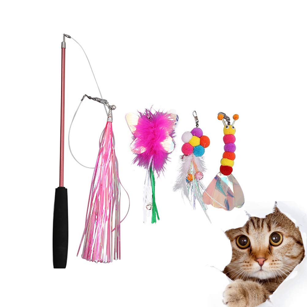 5pcs Cat Bell Wand Toys - Interactive Cat Teaser Wand with Bells, Fairy Wand Catcher Toy for Kittens - Perfect for Playtime, Training & Bonding with Your Pet