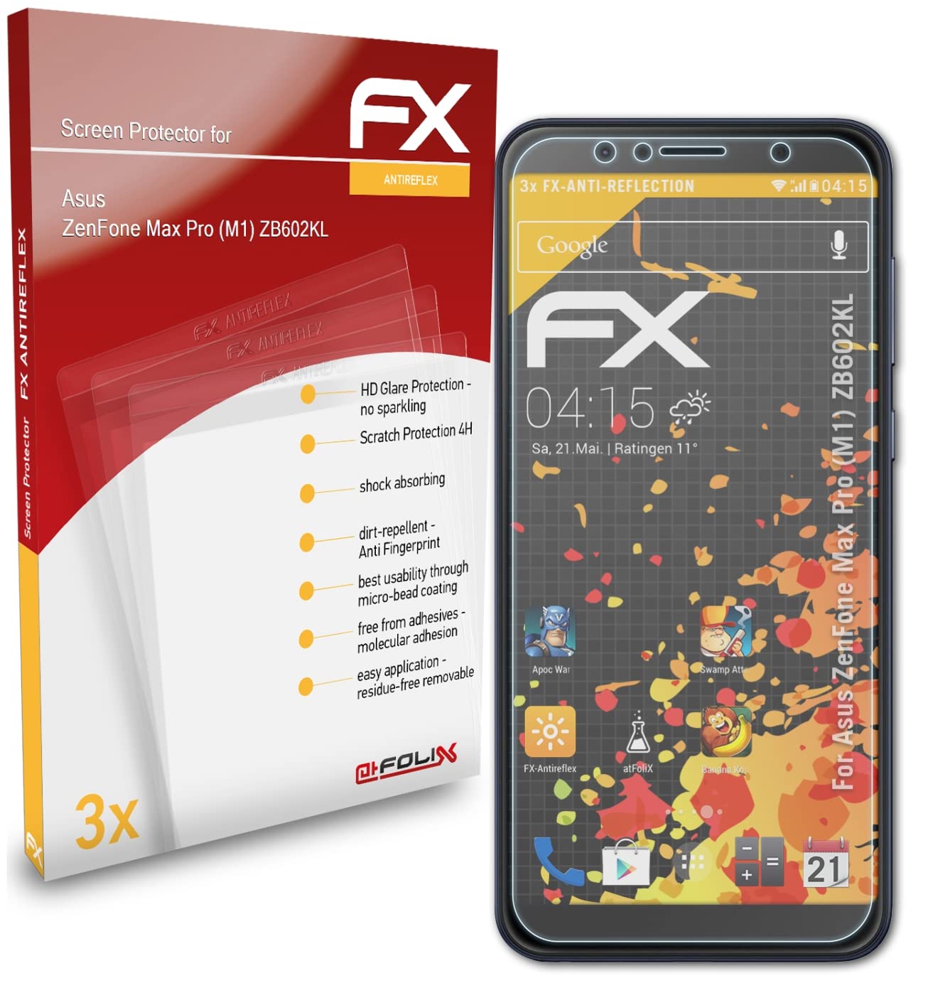 ASUS ZenFone Max Pro M1 ZB602KL Tempered Glass Screen Protector [3-Pack] - Anti-Glare, Shock-Absorbing, HD Clear Film for Maximum Protection - Perfect for Gaming, Outdoor Use & Everyday Smartphone Protection