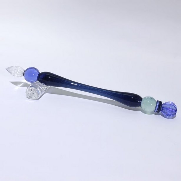 Japanese Glass Dip Pen - Crown & Navy Colors, Elegant Calligraphy Writing Tool for Artists & Writers - Perfect for Hand Lettering, Sketching & Creative Gift Ideas