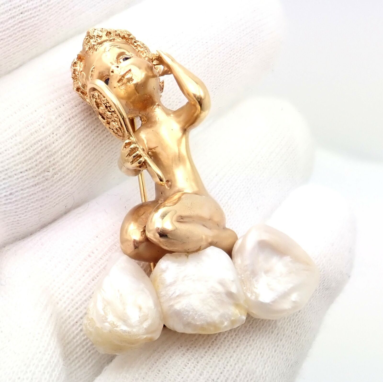 Vintage 14k Yellow Gold Sapphire Pearl 