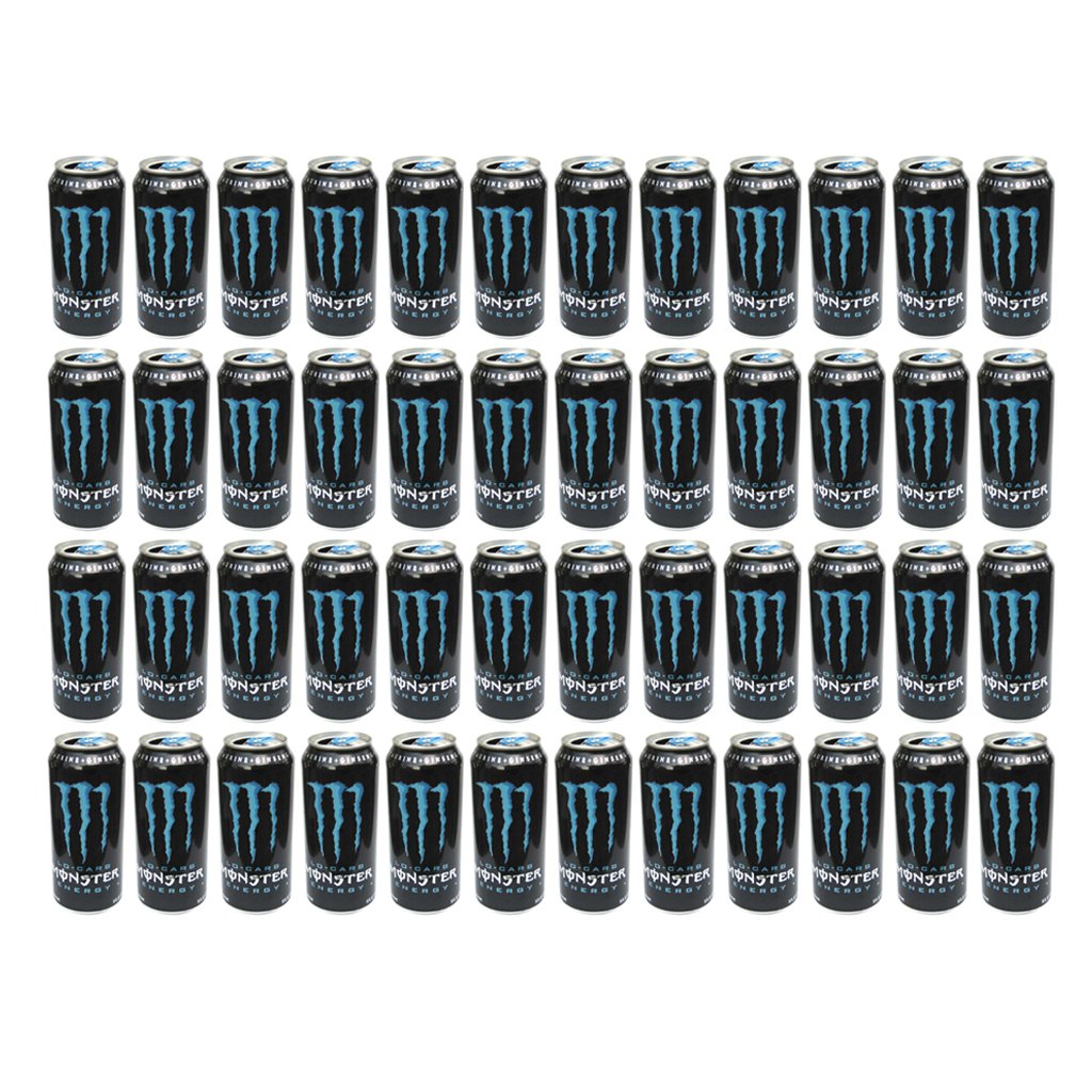 Monster Energy Drink Lo-Carb Blue - Sugar Free Energy Boost - 48 Pack (16 oz Cans) - Perfect for Workouts, Gaming & Late Night Study Sessions