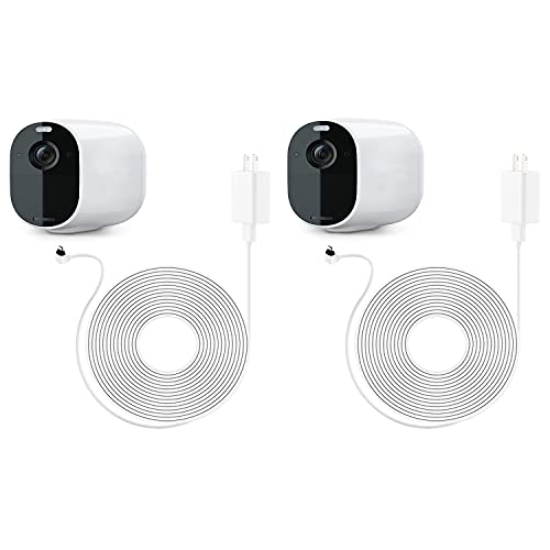 2-Pack Weatherproof Outdoor Power Adapter for Arlo Essential Spotlight Camera - 30ft/9m Long Thin Charging Cable - IP65 Waterproof - Perfect for Home Security & Continuous Surveillance (White)