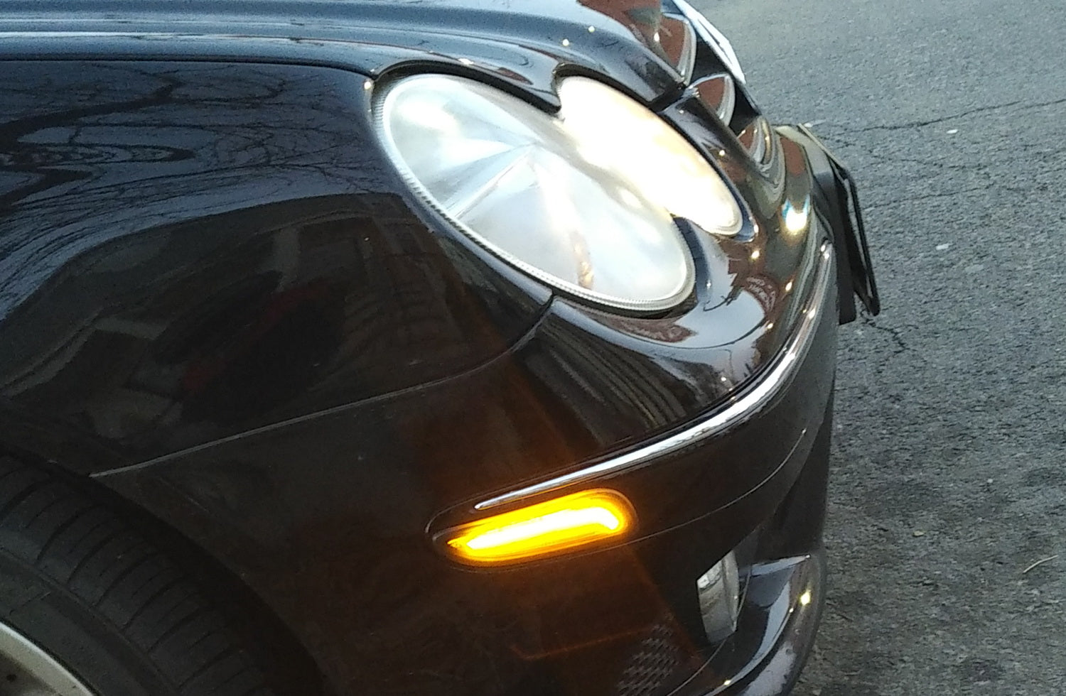 2003-2009 Mercedes W209/C209 CLK Euro Smoked Amber LED Side Marker Lights - Durable Replacement for Enhanced Visibility & Style | Perfect for Night Driving & Car Customization