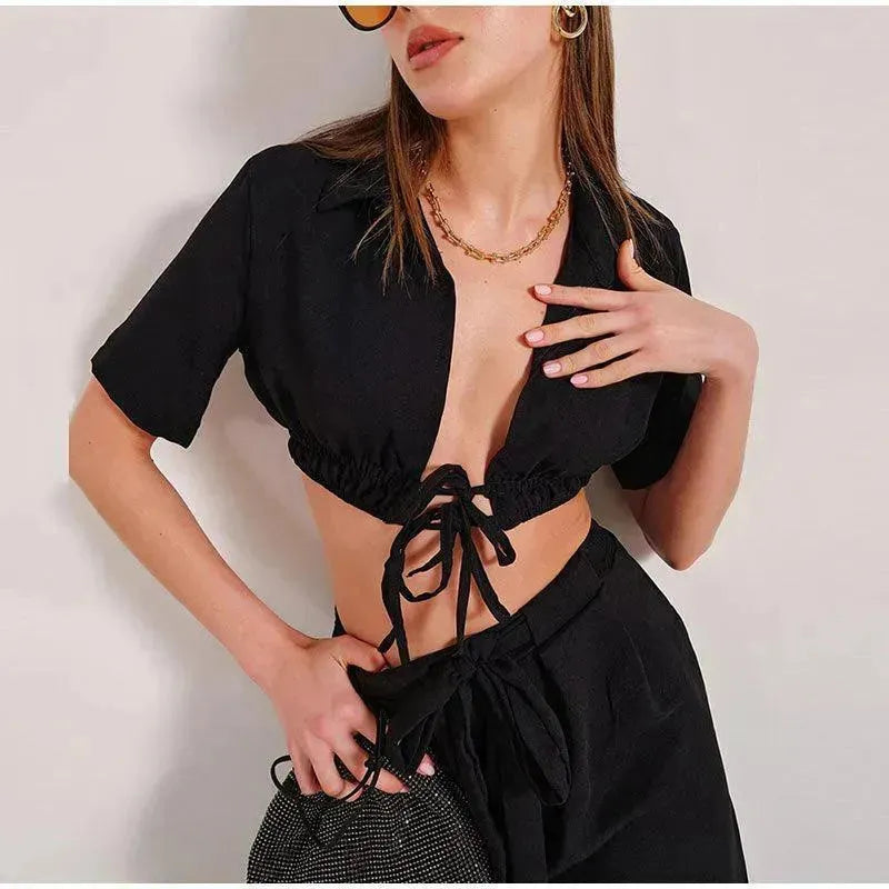 Stylish Women's Casual Wide Leg Two Piece Outfit Set - Comfortable Lounge Wear for Home, Office & Travel