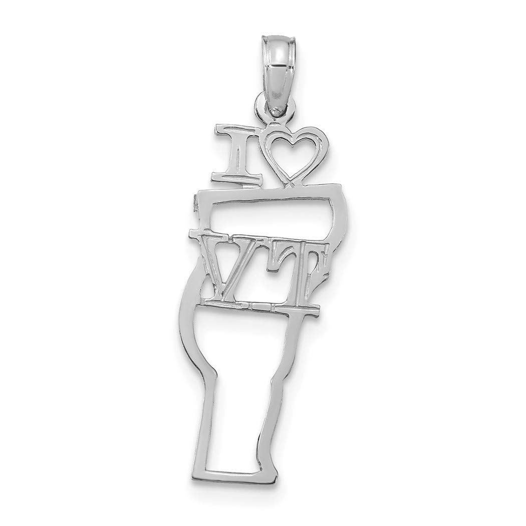14K White Gold Solid Vermont State Pendant Necklace for Women - Elegant Jewelry Gift for Anniversary, Birthday & Valentine's Day | Perfect for Travel, Date Night & Special Occasions