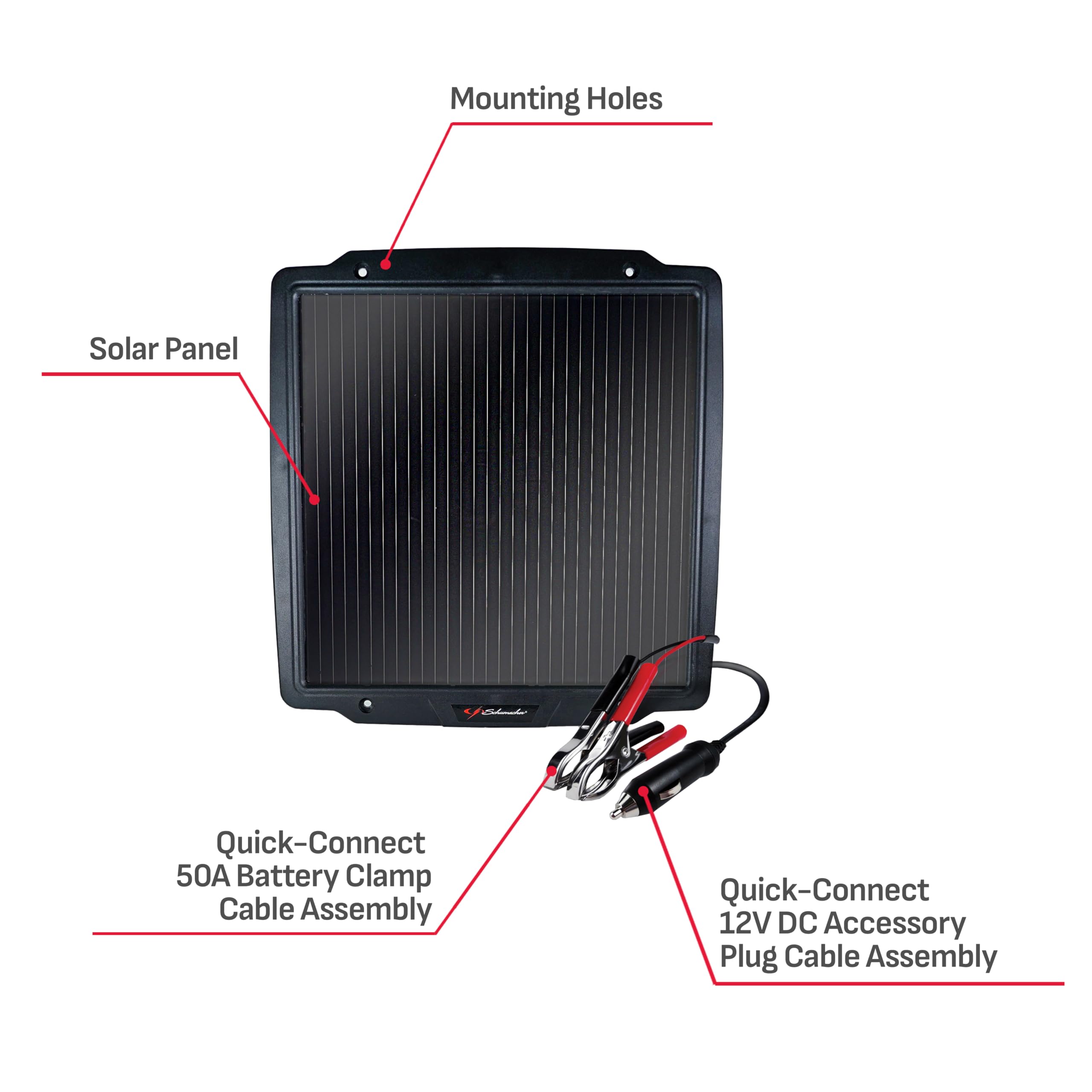 Schumacher SP-400 12V 4.8W Solar Battery Maintainer with Waterproof Design & Amorphous Solar Tech - Ideal for Motorcycle, Car, Truck, RV, Marine & Powersport Batteries - Perfect for Off-Grid Camping, Winter Storage & Long-Term Vehicle Maintenance