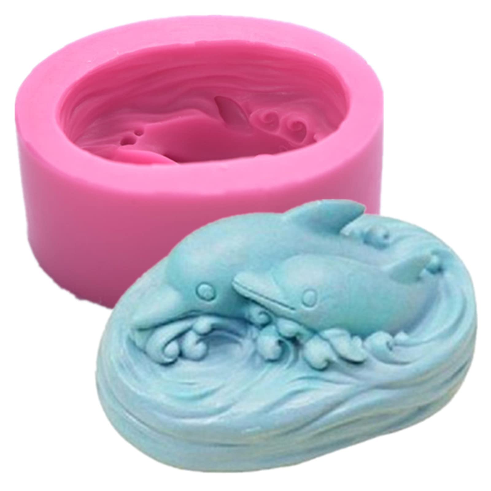 Premium Silicone Dolphin Family Soap Molds - 4-Piece Dolphin Craft Molds for DIY Soap Making, Fondant Cake Decorating & Resin Art - Perfect for Handmade Gifts, Bath Bombs & Baking Supplies (Ocean Theme)