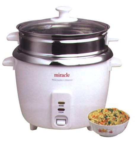 Miracle Exclusives ME81 Stainless Steel Rice Cooker - 5-Cup Capacity, Smart Cooking & Keep Warm Function - Perfect for Home, Dorm, Office & Camping Use