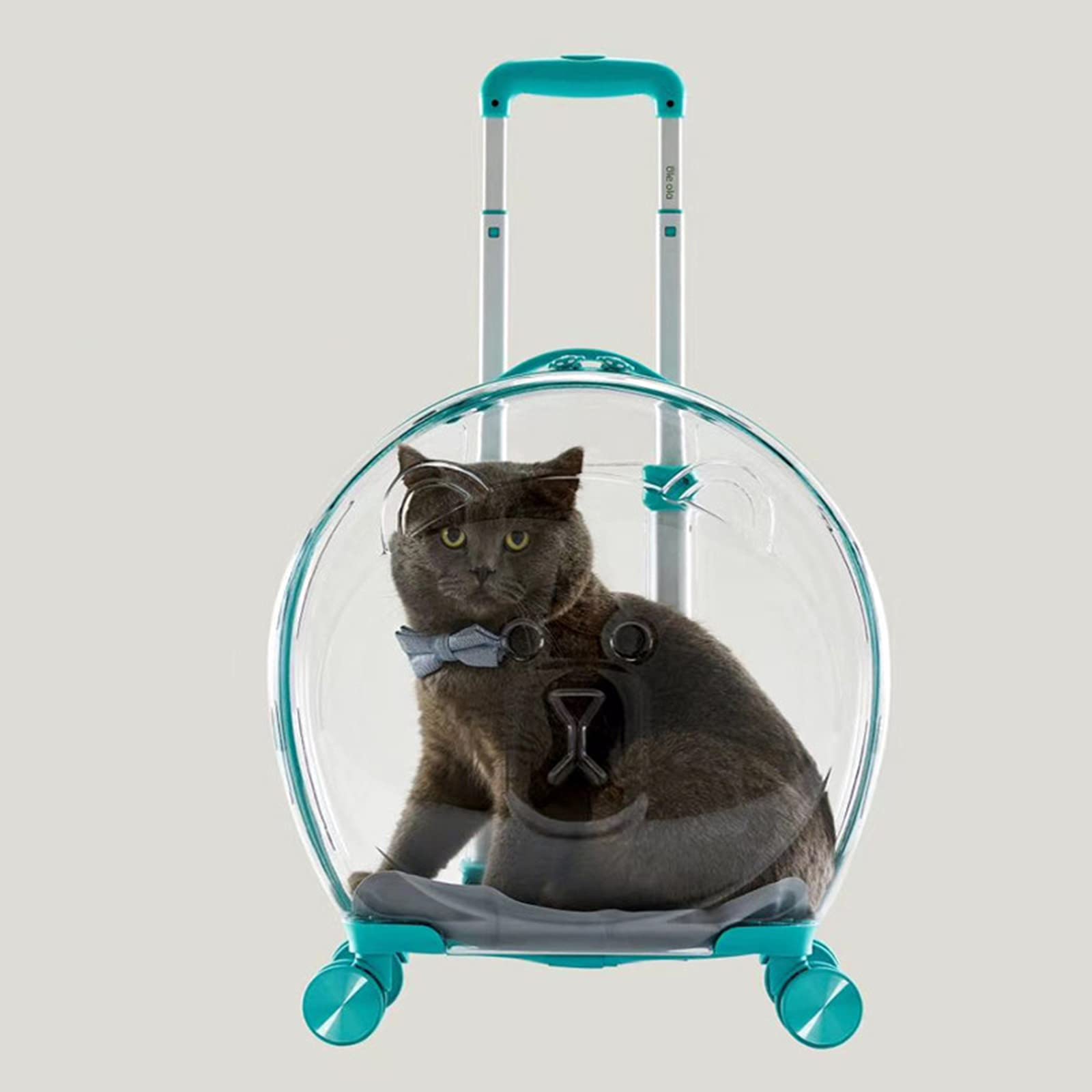 Portable Transparent Pet Carrier Bubble Box - Multifunctional Travel Trolley Case with Plush Pad & Waste Disposal for Dogs & Cats | Perfect for Air Travel, Vet Visits & Outdoor Adventures