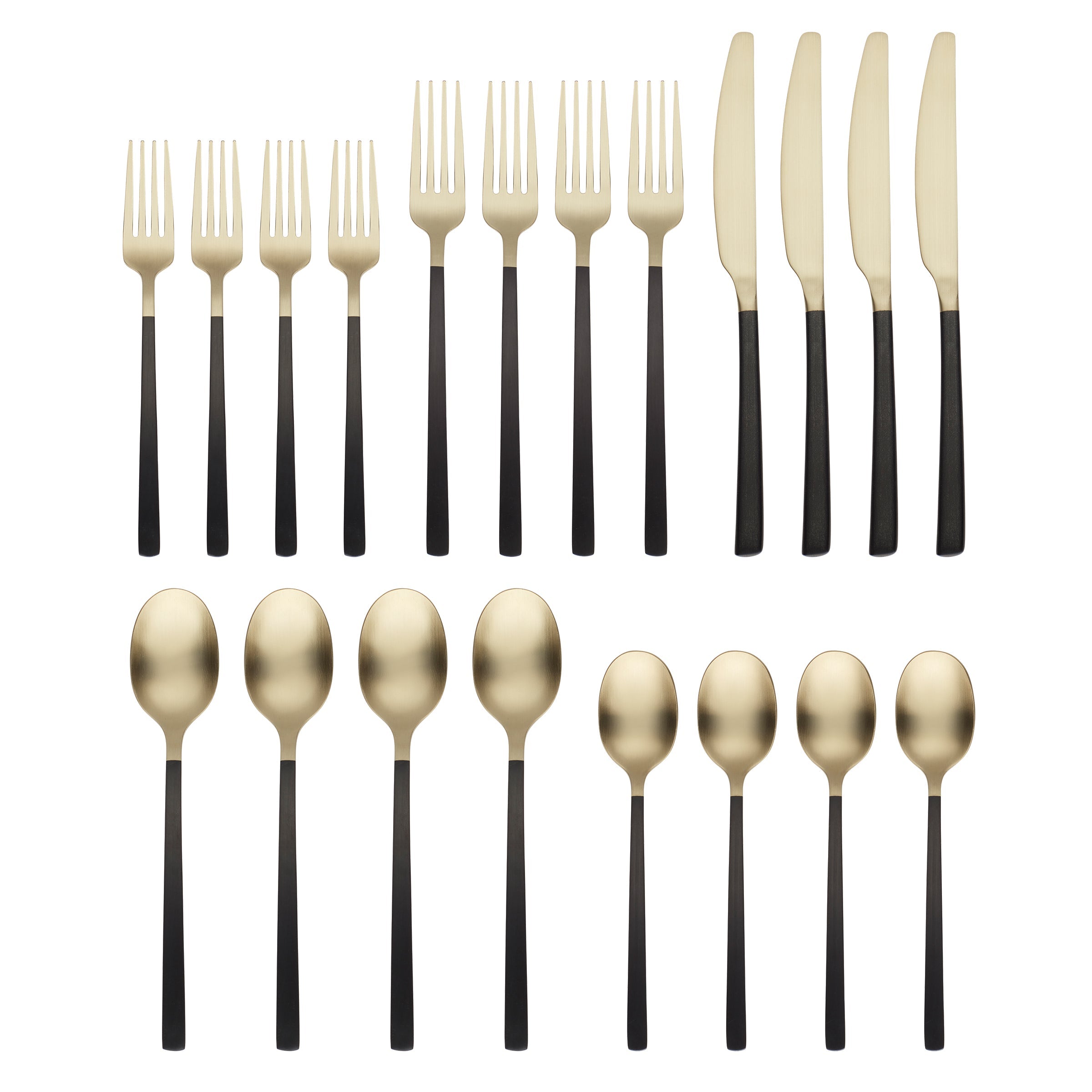 Beacon Black Champagne Satin 20-Piece Flatware Set - Elegant Stainless Steel Cutlery Set for Fine Dining, Wedding Gifts & Dinner Parties