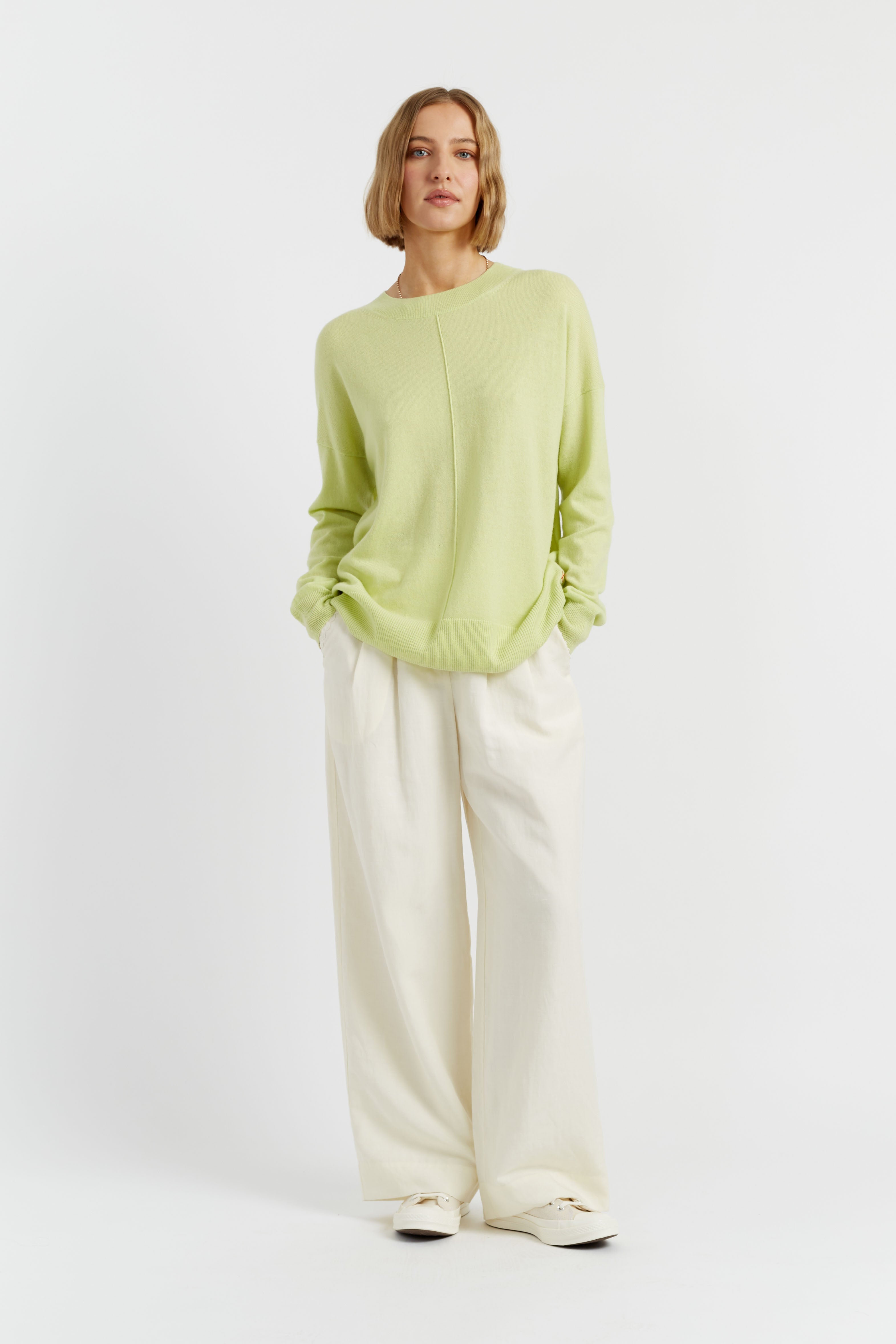 Soft & Cozy Lemon Yellow Wool Cashmere Slouchy Sweater for Women - Perfect for Fall & Winter Layering, Casual Outfits & Office Wear