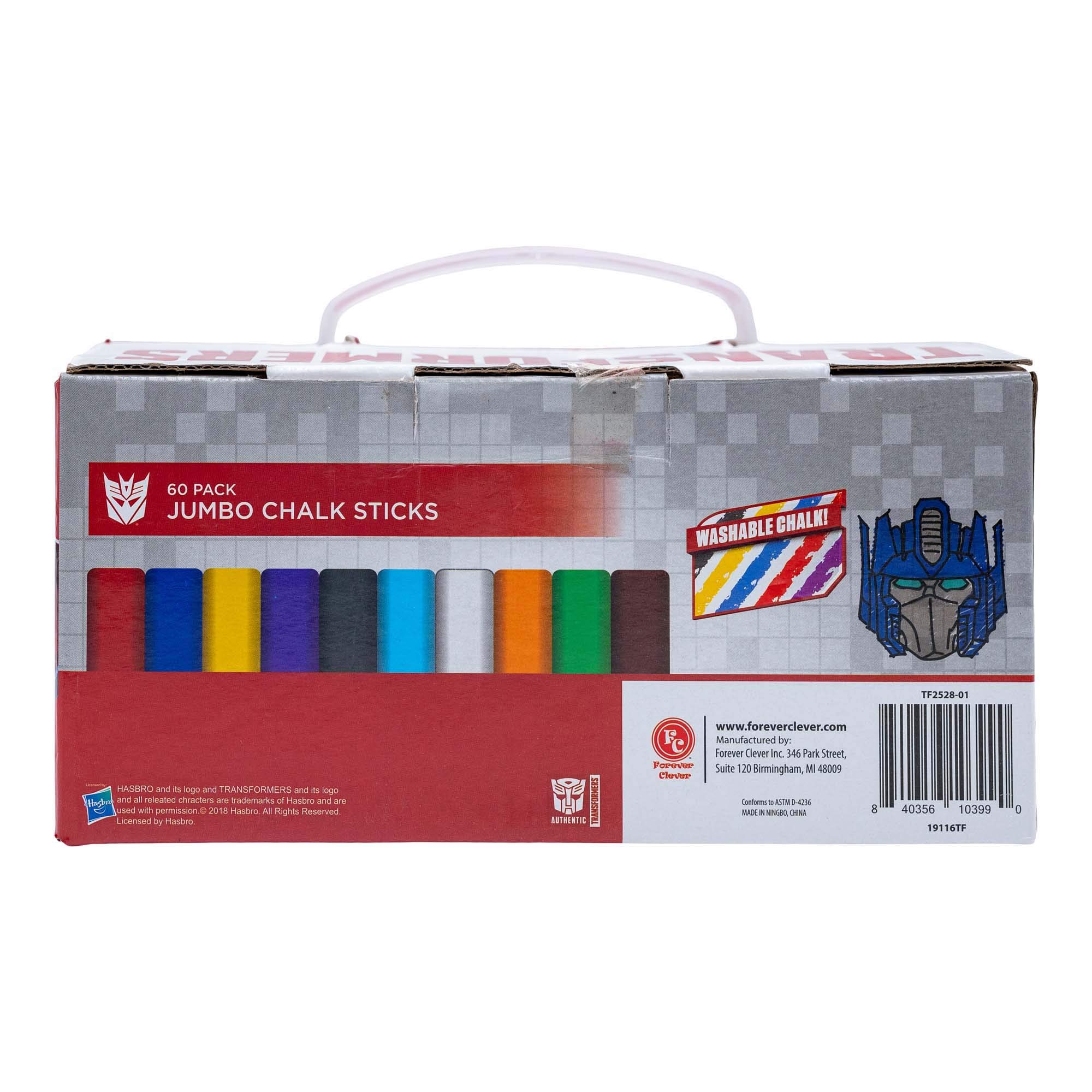 Transformers Jumbo Box of 60-Piece Sidewalk Chalk - Kids Outdoor Drawing Toys for Driveway Art & Summer Activities
