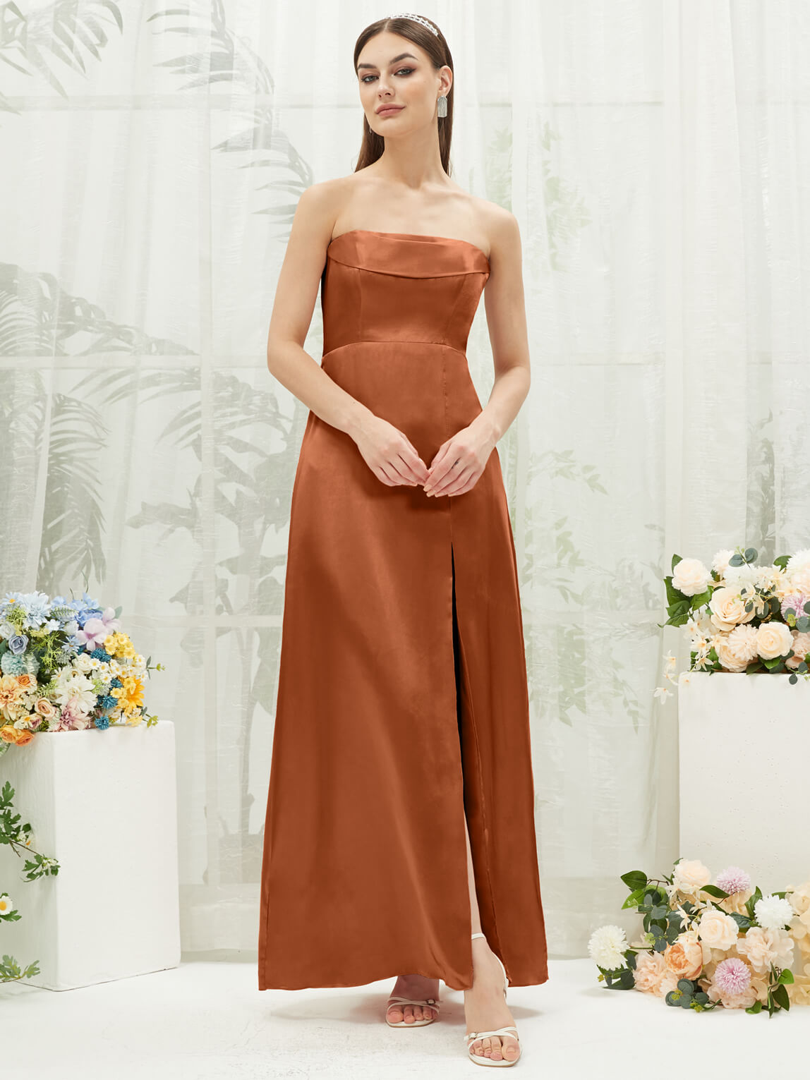 Cooper Satin Convertible Slit Floor-Length Bridesmaid Dresses - Elegant Formal Gowns for Weddings, Prom & Special Occasions