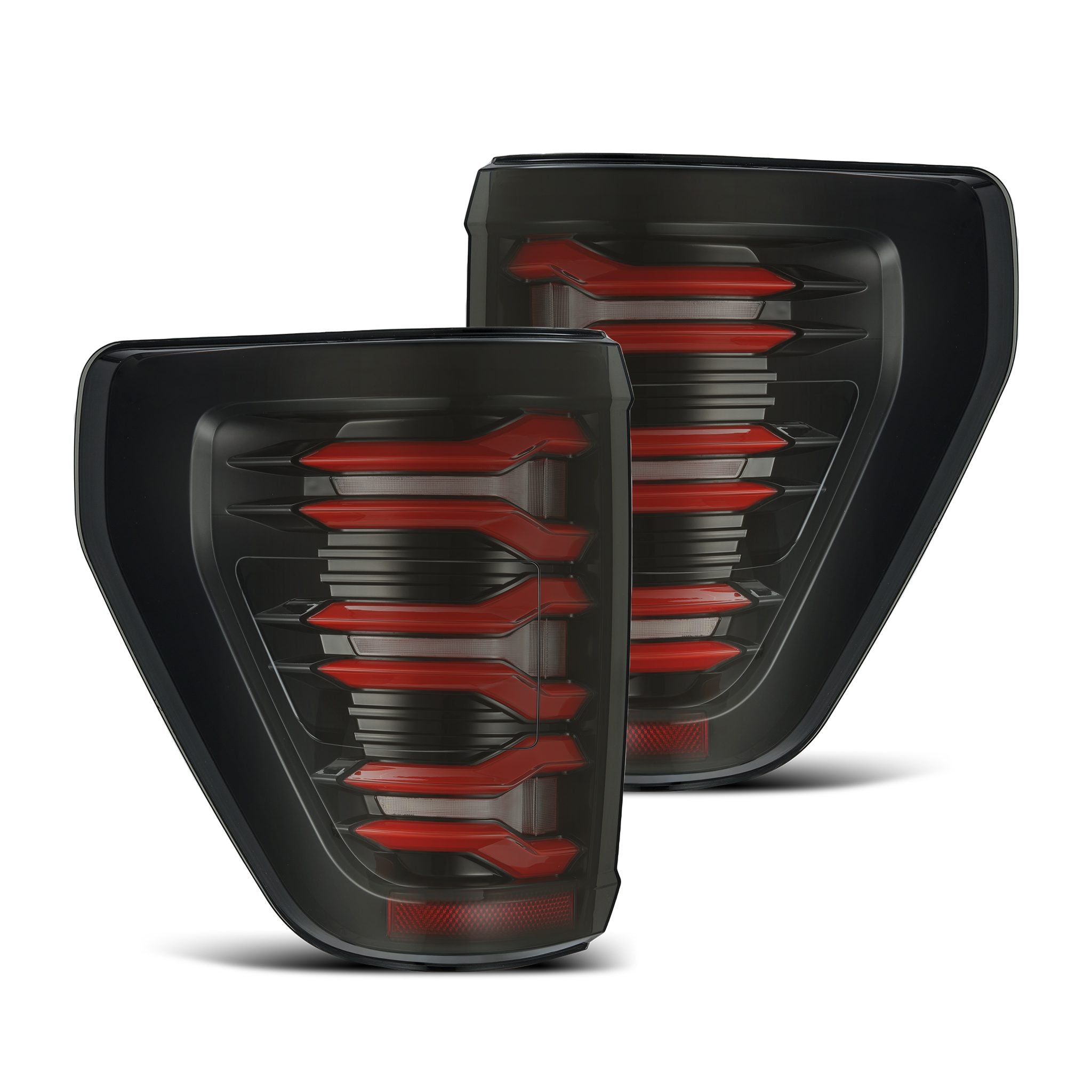 21 23 Ford F150 LUXX Series LED Tail Lights - Black & Red Smoked Lens - High Performance Brake Lights for Pickup Trucks - Perfect for Night Driving & Off-Road Adventures
