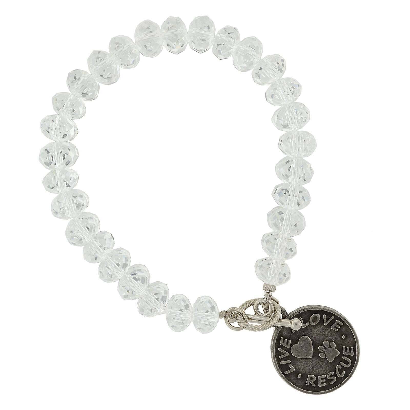 1928 Jewelry Glass Beads Live Love Rescue Toggle Pendant Bracelet - Handmade Adjustable Beaded Bracelet for Women, Inspirational Gift for Her - Perfect for Everyday Wear, Gifts & Special Occasions