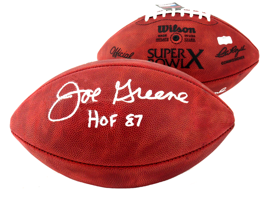 Joe Greene Signed Wilson Authentic Super Bowl X NFL Football with HOF 87 Inscription - Pittsburgh Steelers Collectible - Perfect for Sports Memorabilia Displays & Fan Cave Decor
