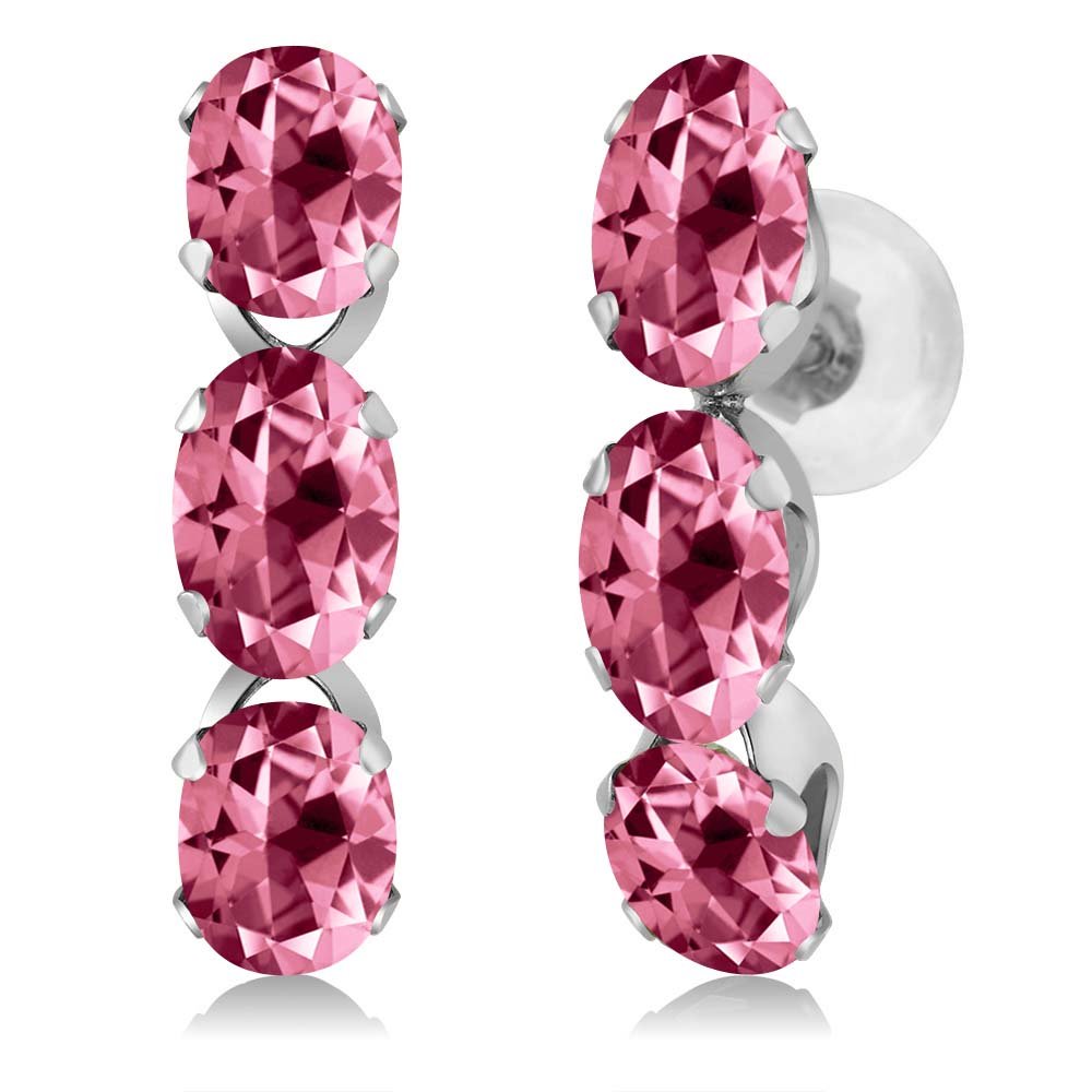 14K White Gold Pink Topaz Earrings Set | Gem Stone King | Elegant Jewelry for Weddings, Parties & Special Occasions
