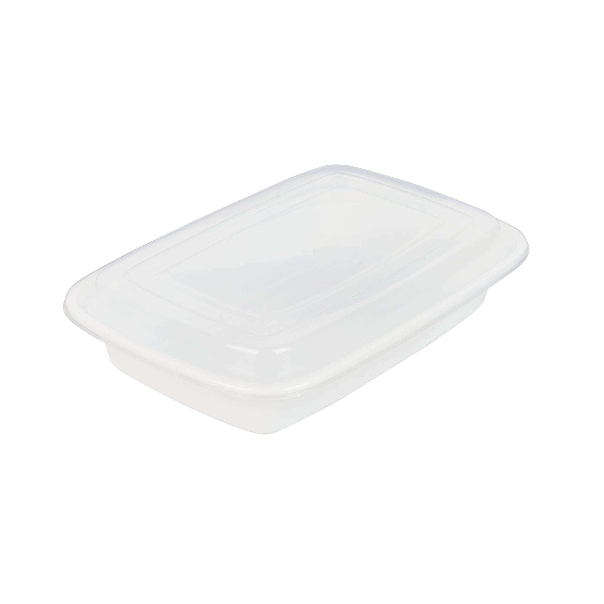 Asporto 28 oz Rectangle White Plastic Takeout Containers with Clear Lids - Microwave Safe, Disposable Food Storage Boxes (8.75