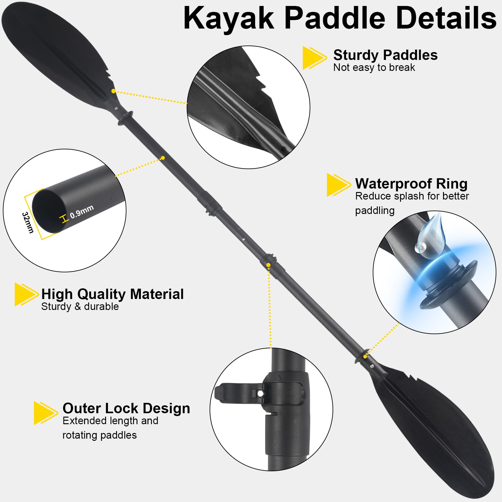 Adjustable Kayak Paddle 70-95 Inch Telescopic Canoe Oar - Durable Steel Shaft with Paddle Leash for Fishing & Recreational Kayaking - Perfect for Lakes, Rivers & Ocean Adventures