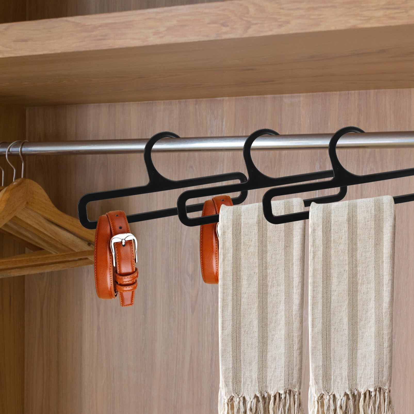 10-Pack Plastic Scarf Hangers - Space Saving Closet Organizer for Scarves, Ties, Belts, Towels & Leggings | Perfect for Bedroom, Closet & Laundry Room Organization